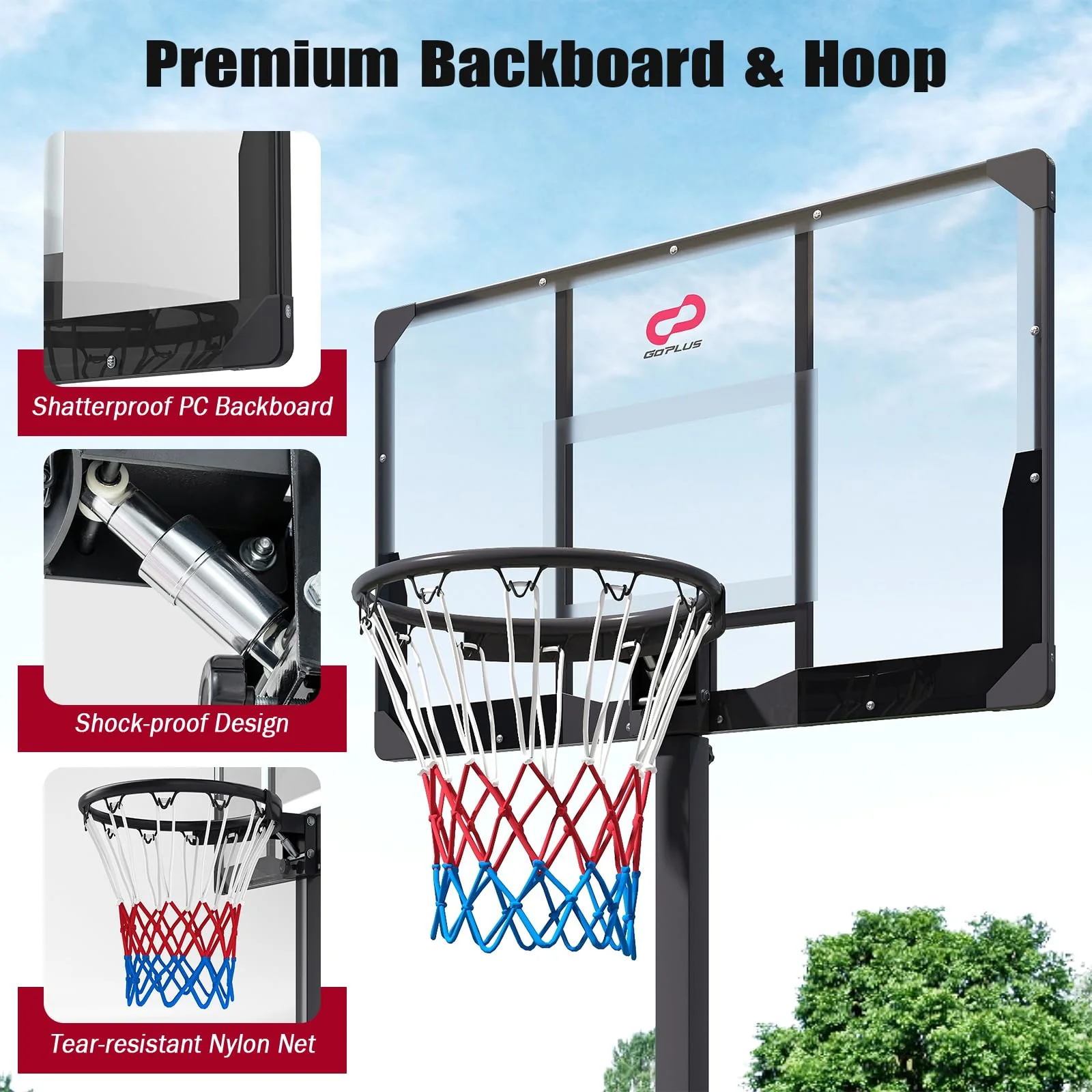 Goplus 10 FT Stepless Adjustable Basketball Goal System w/Fillable Base - Image 3