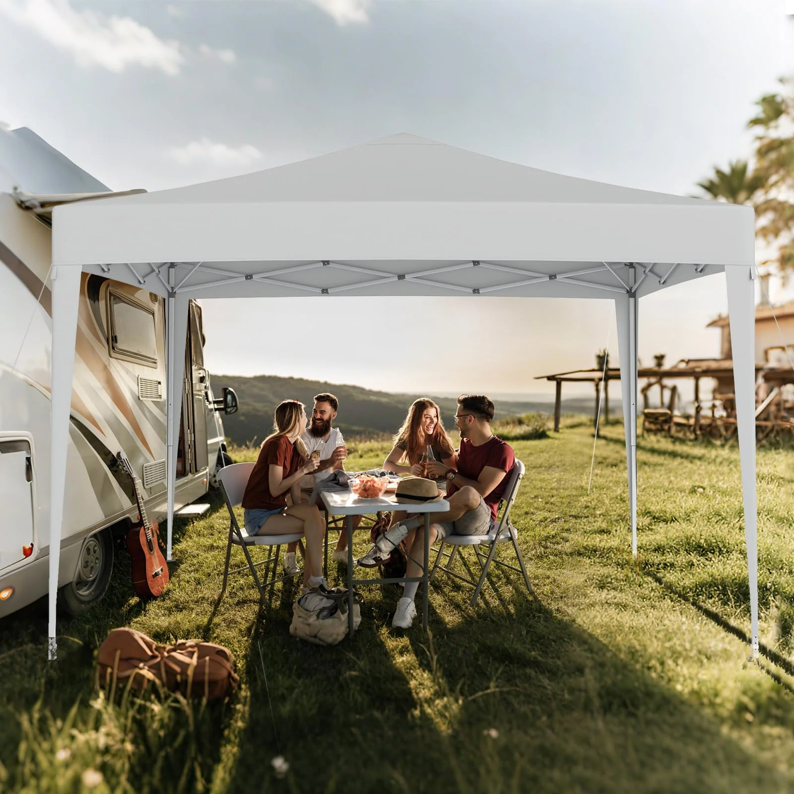 Goplus 10 FT x 10 FT Pop-Up Canopy Tent, Easy Setup Instant Folding Shelter w/Mesh Netting, Carry Bag, 8 Stakes & 4 Ropes, Height Adjustable Sunshade, Commercial Tent for Campin - Image 12