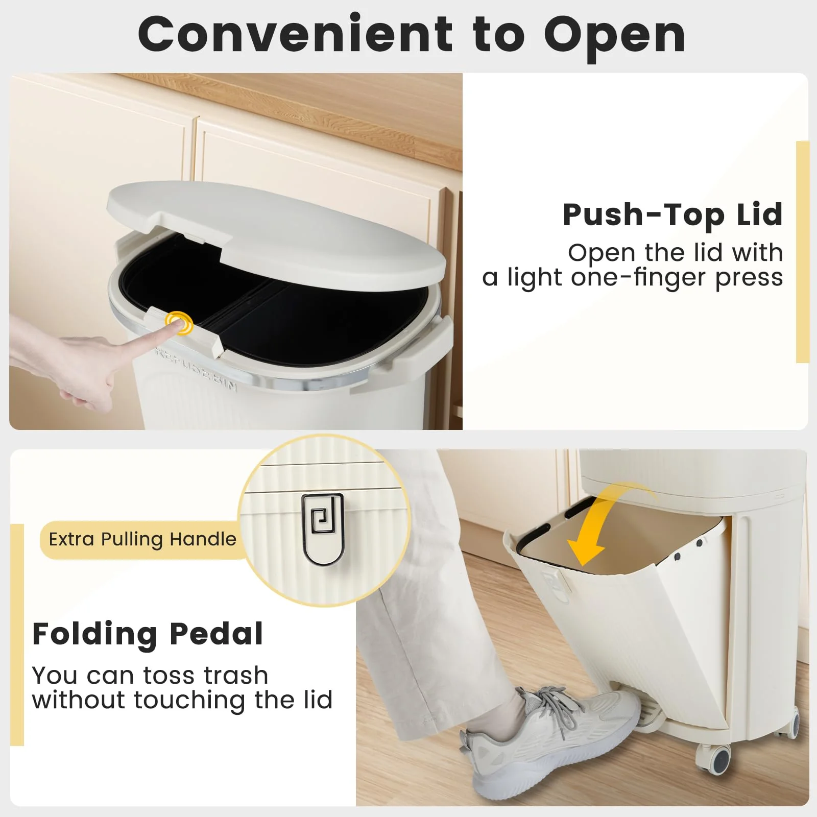 Goplus 10 Gallon Kitchen Trash Can with Lid with 2 Removable Buckets - Image 6