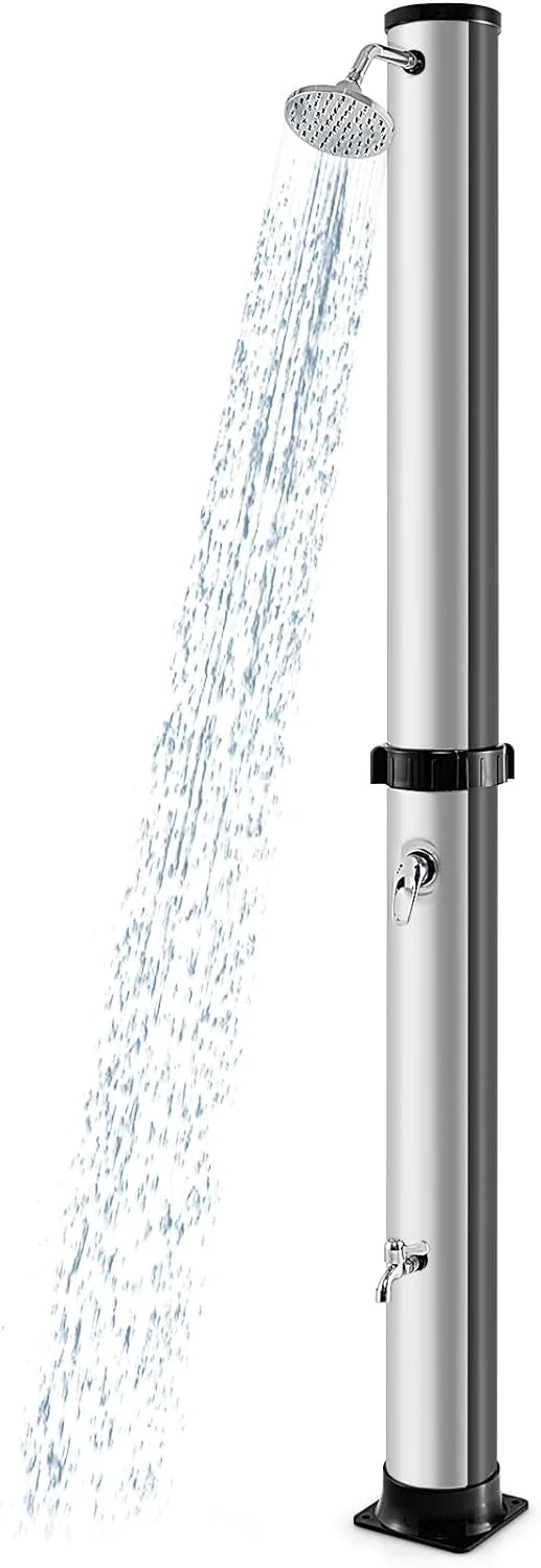 Goplus 10 Gallon Solar Heated Outdoor Shower, 7.2 FT Freestanding Garden Pool Shower with Rotating Shower Head - Image 8