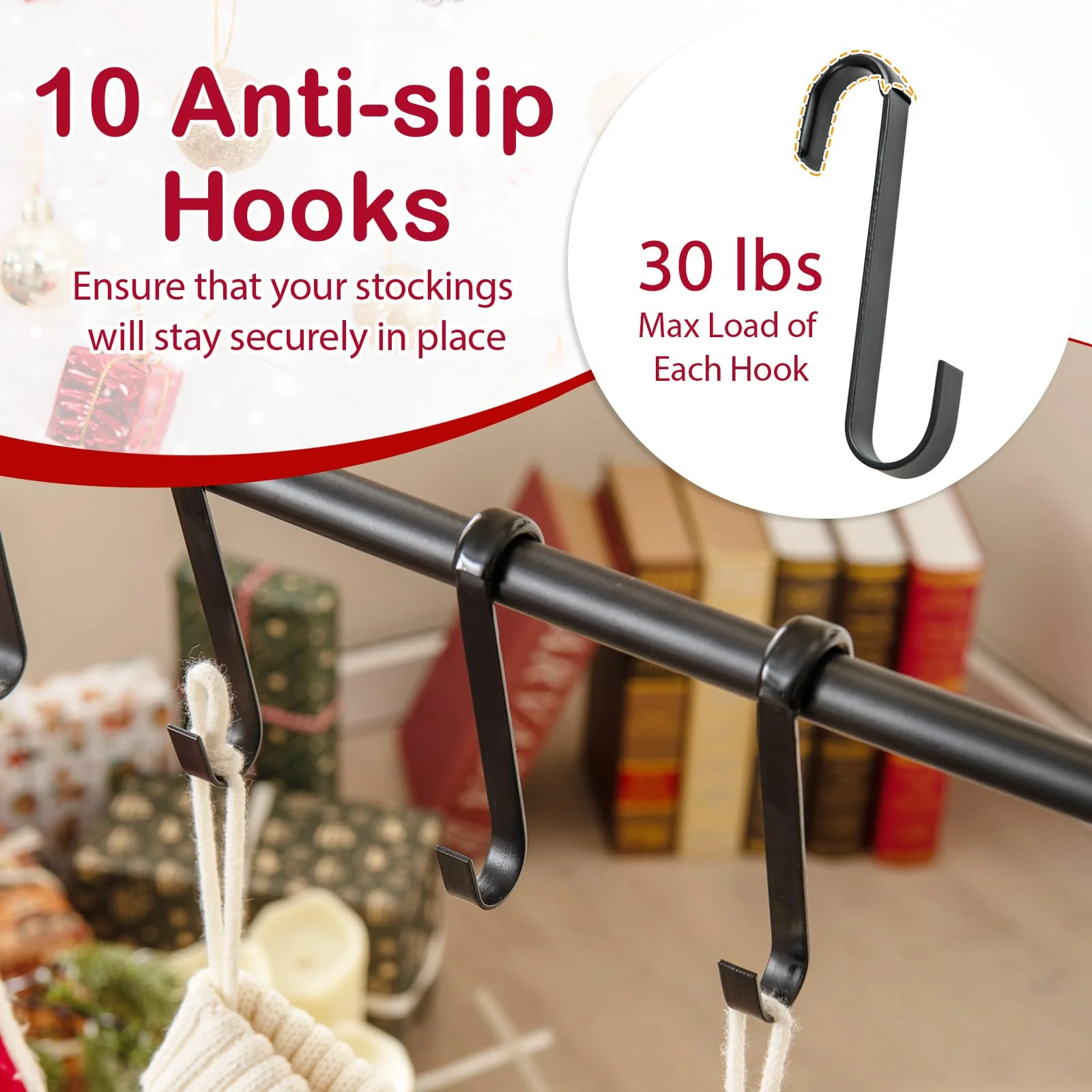 Goplus 10-Hook Christmas Stocking Holder Stand on Wheels - Image 3