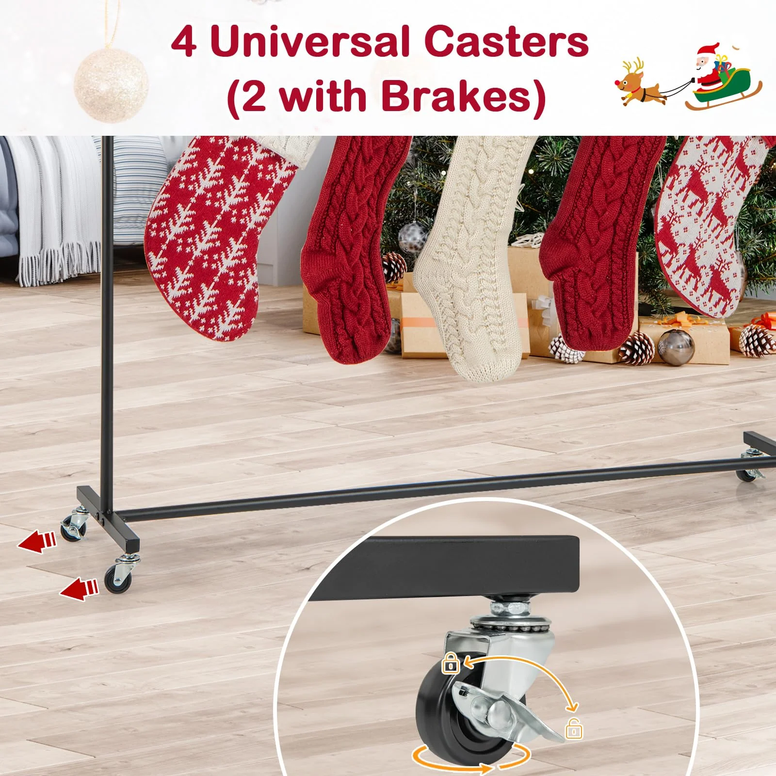 Goplus 10-Hook Christmas Stocking Holder Stand on Wheels - Image 5