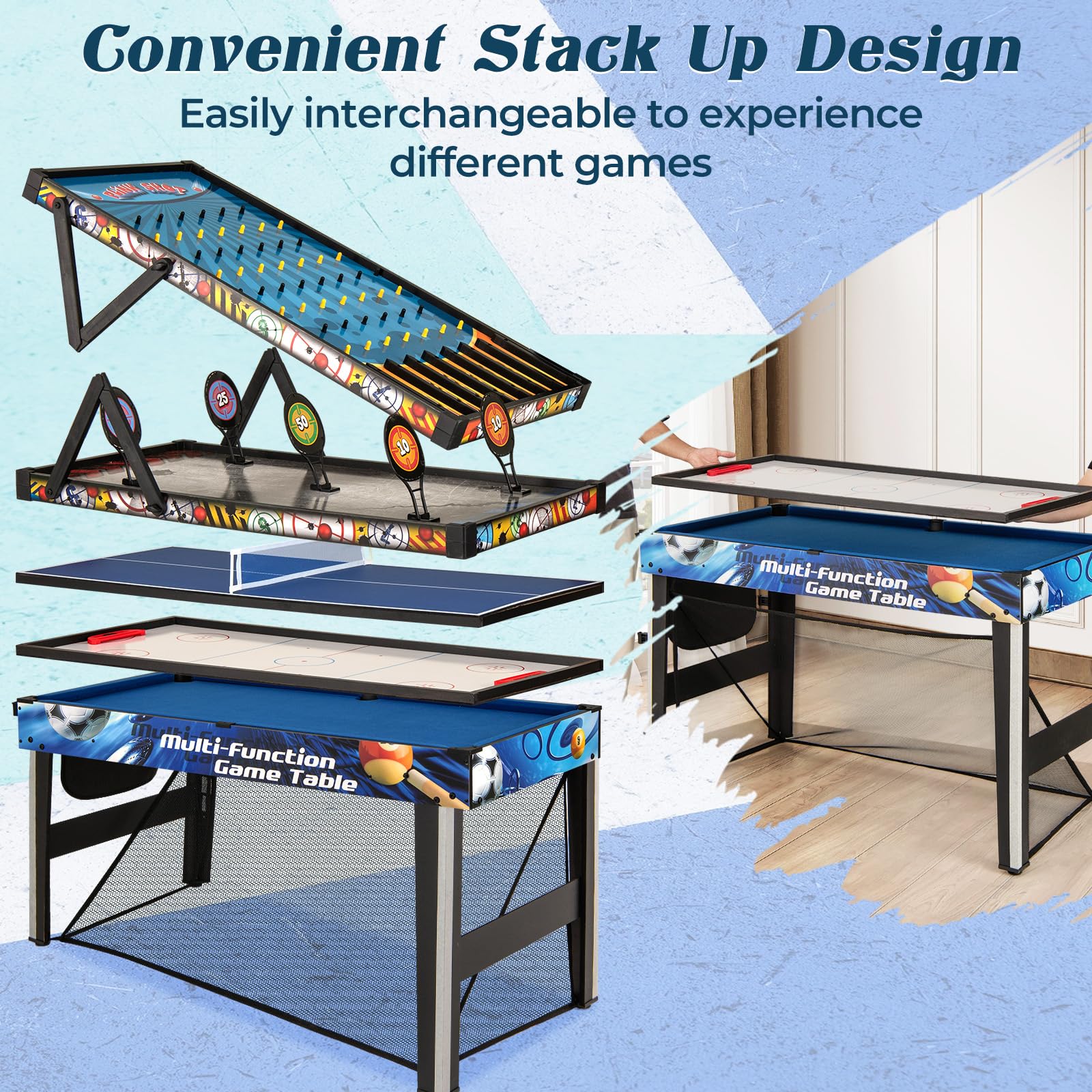 Goplus 10-in-1 Multi Game Table | 48" Combo Game Table for Game Room Party Family Night - Image 2