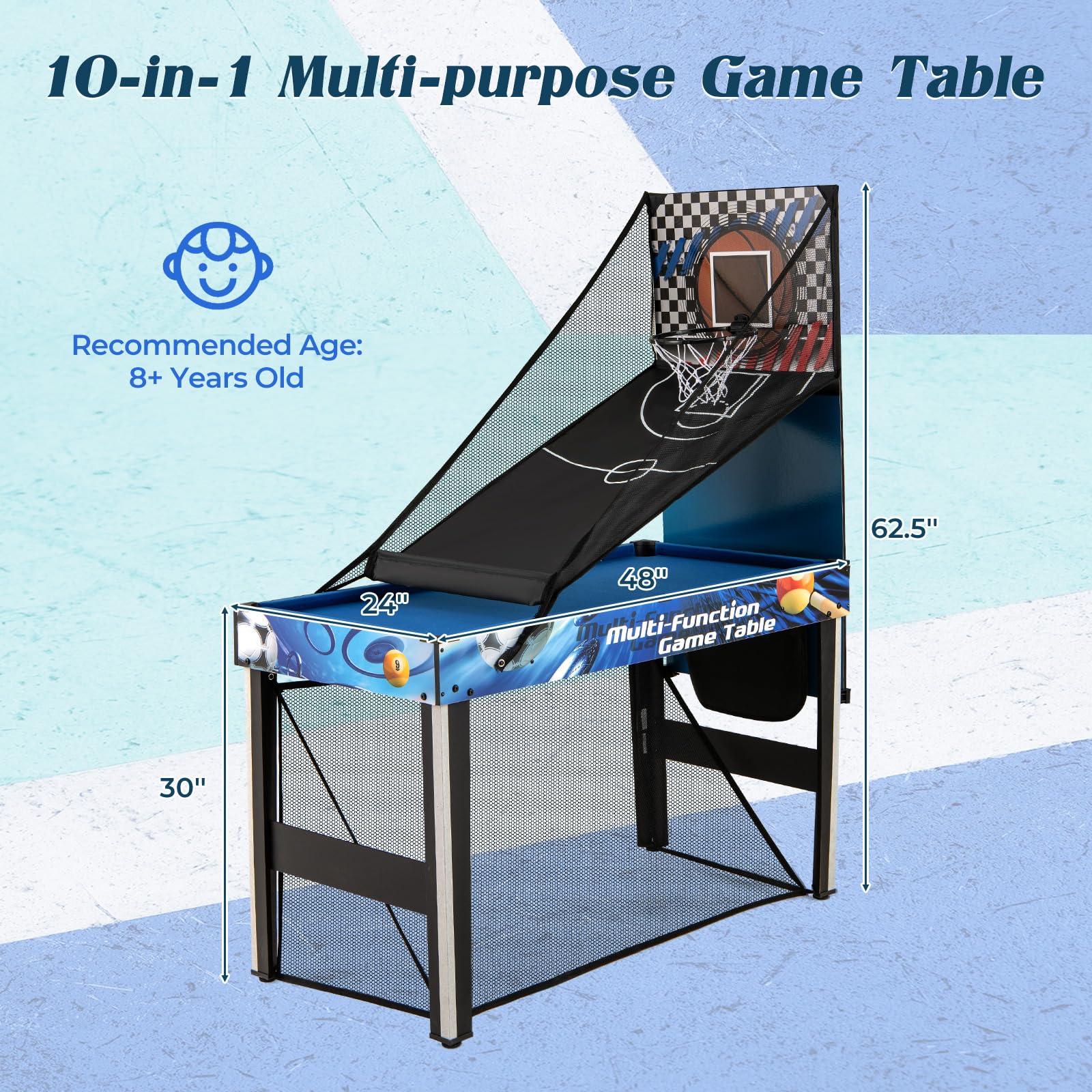 Goplus 10-in-1 Multi Game Table | 48" Combo Game Table for Game Room Party Family Night - Image 7