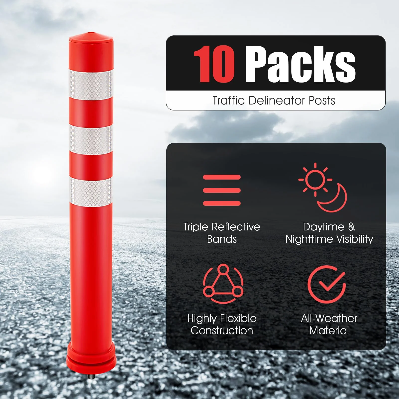 Goplus 10 Pack Traffic Delineator Posts - Image 8
