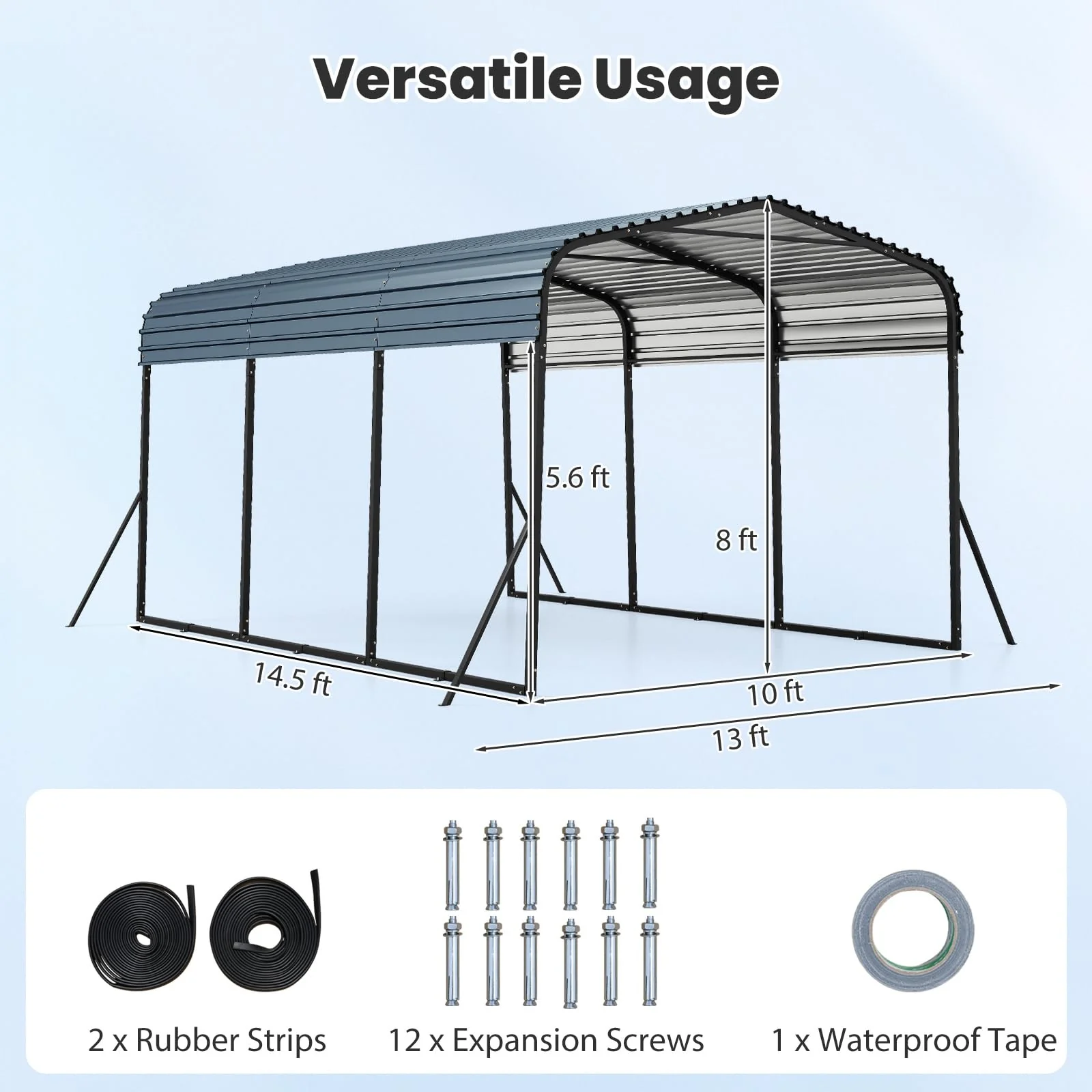 Goplus 10 x 14.5 FT Heavy-Duty Carport Outdoor Galvanized Steel Garage Car Shelter - Image 6