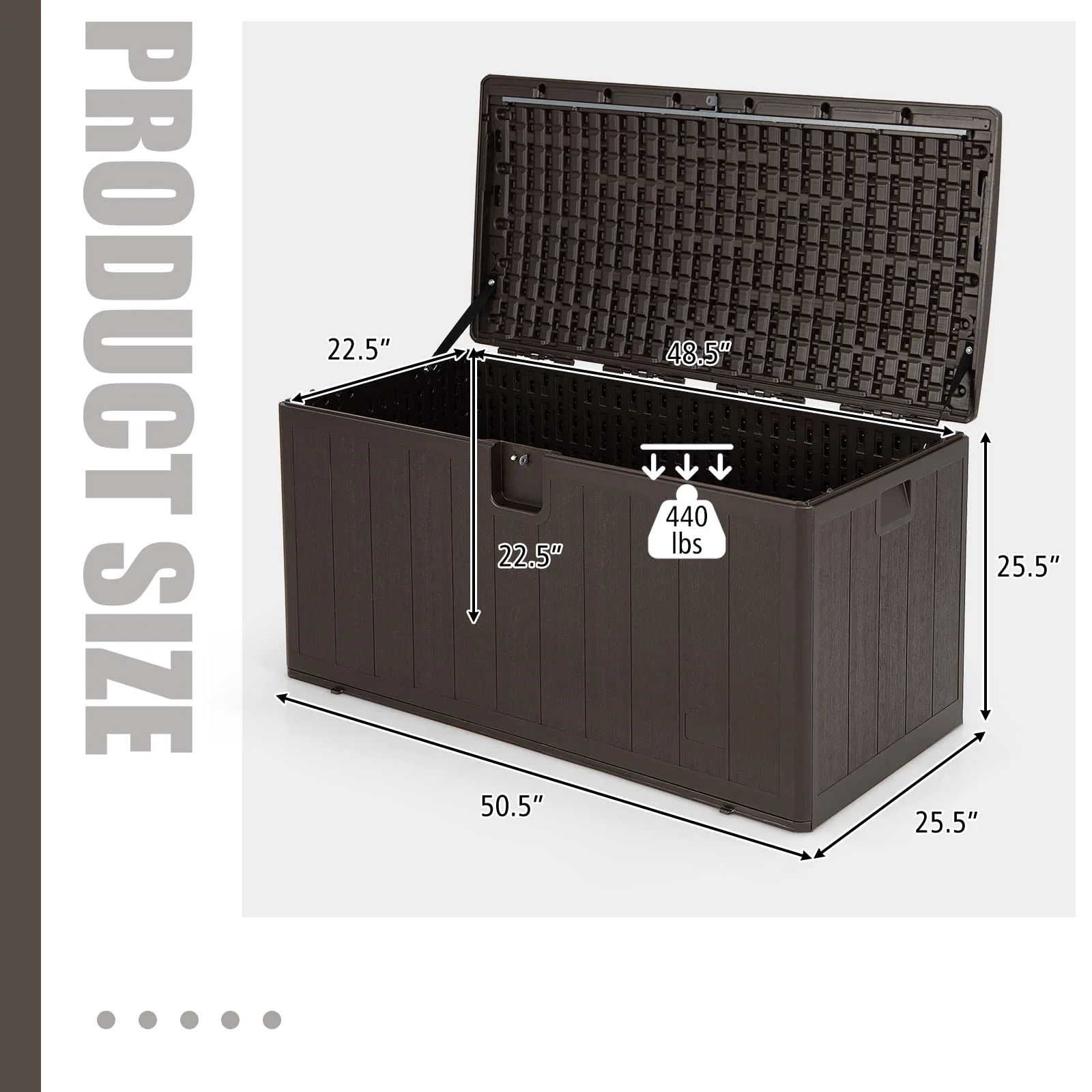 Goplus 105 Gallon Deck Box, Extra Large Resin Storage Box with Lockable Lid for Cushions & Patio Furniture - Image 8