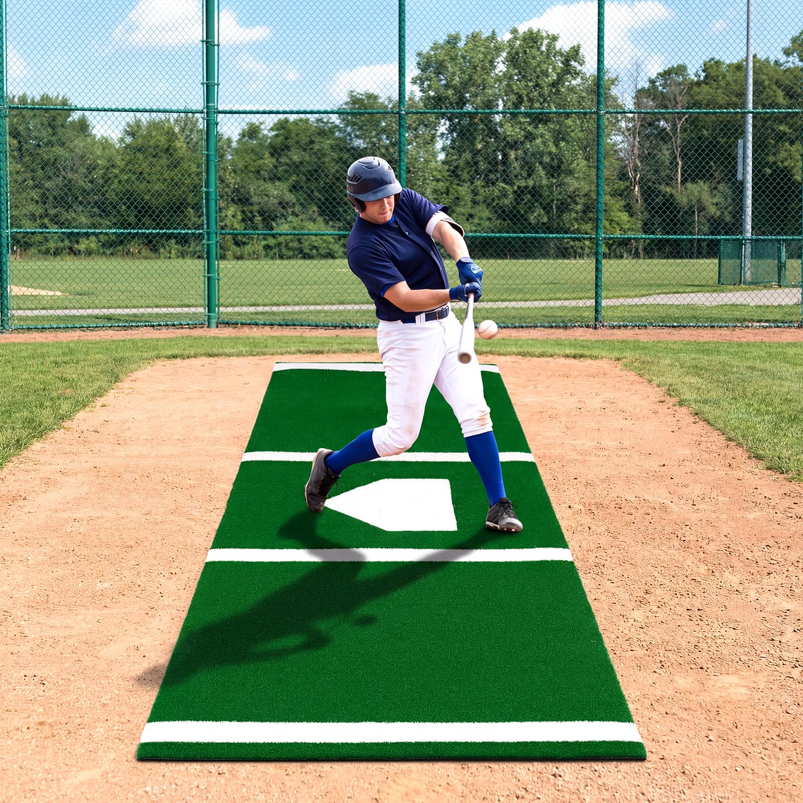 Goplus 10x3.8 ft Baseball Batting Mat with 15 mm Turf for Indoor Outdoor Training - Image 9
