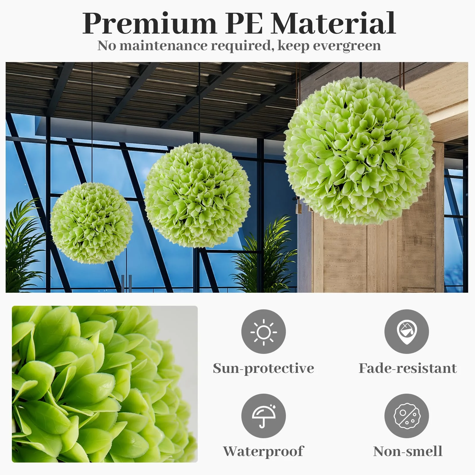 Goplus 11 Inch Topiary Balls Artificial Outdoor Set of 2, Faux Boxwood Ball, Fake Plant Sphere - Image 3