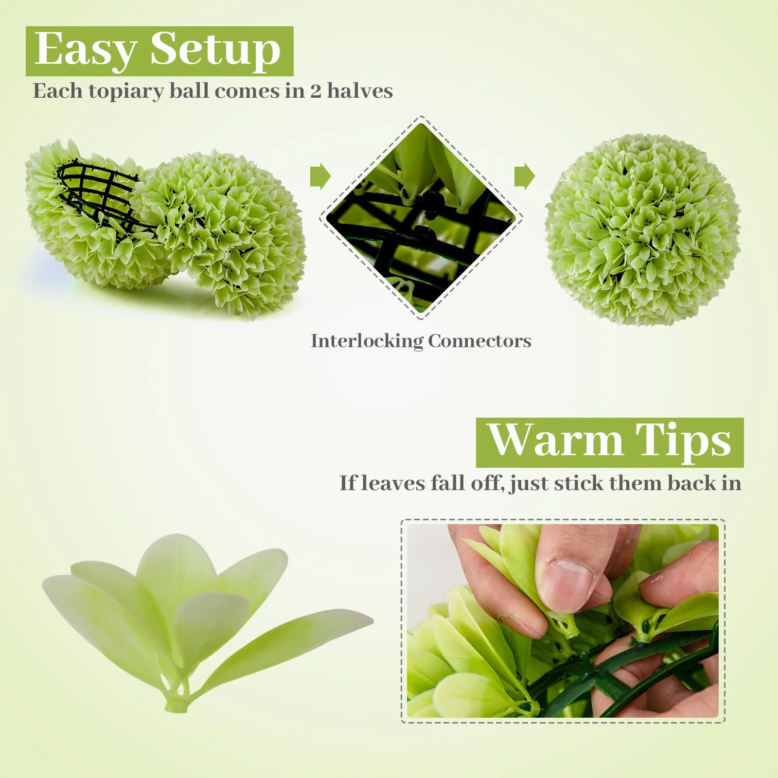 Goplus 11 Inch Topiary Balls Artificial Outdoor Set of 2, Faux Boxwood Ball, Fake Plant Sphere - Image 5