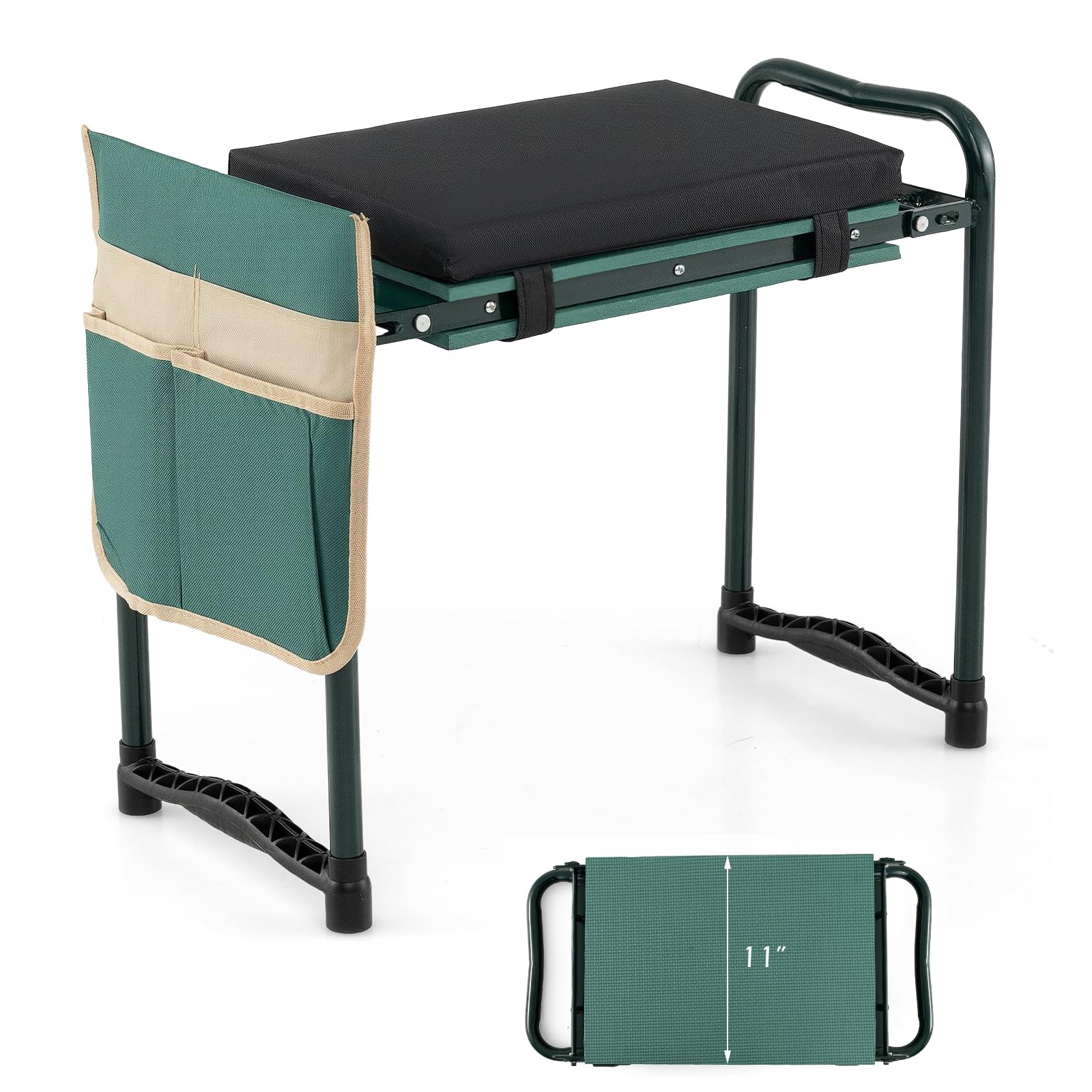 Goplus 11" Wide 2-in-1 Foldable Garden Kneeler and Seat for Seniors