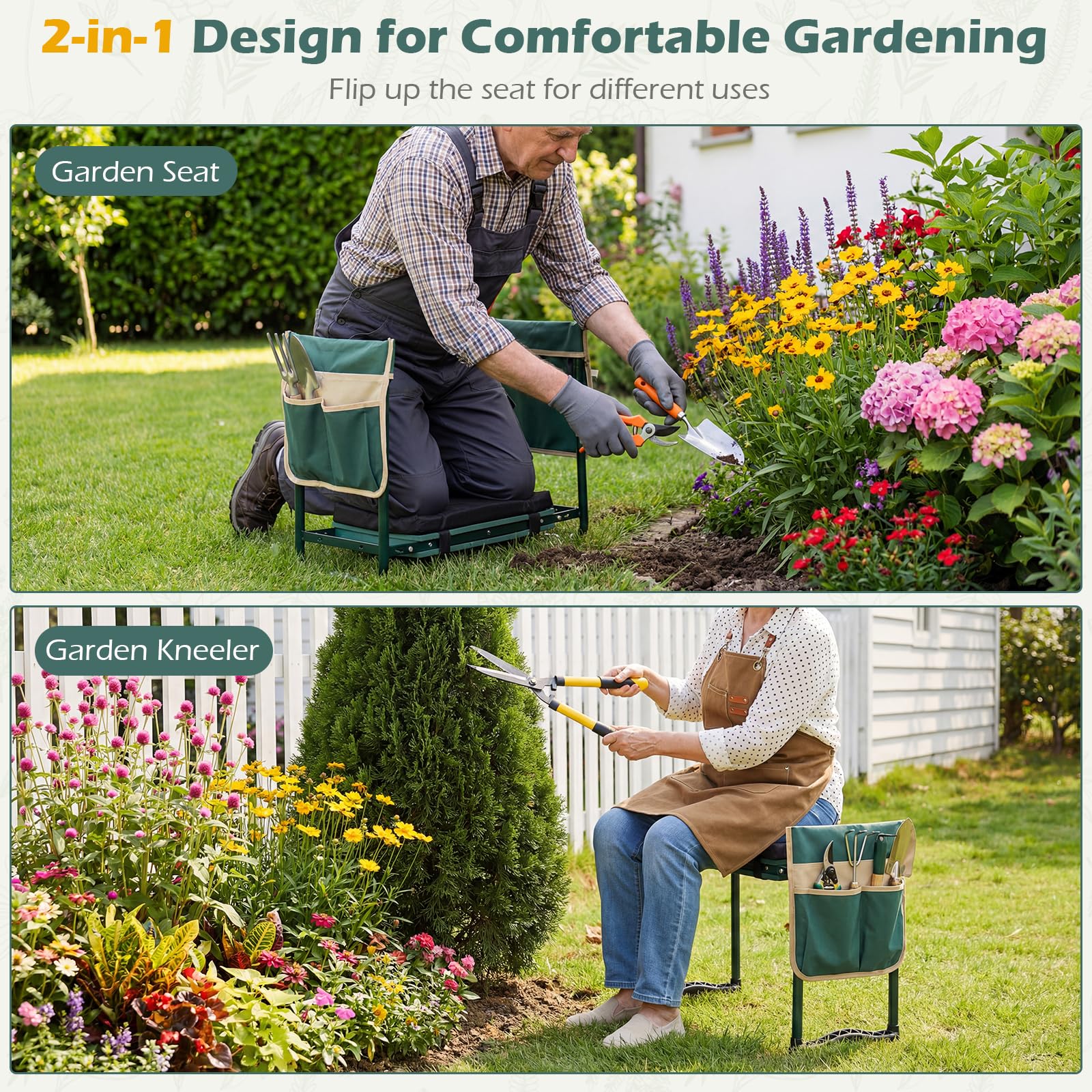 Goplus 11" Wide 2-in-1 Foldable Garden Kneeler and Seat for Seniors - Image 5