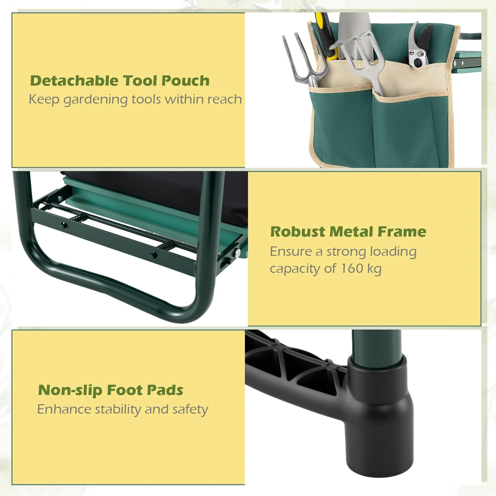 Goplus 11" Wide 2-in-1 Foldable Garden Kneeler and Seat for Seniors - Image 9