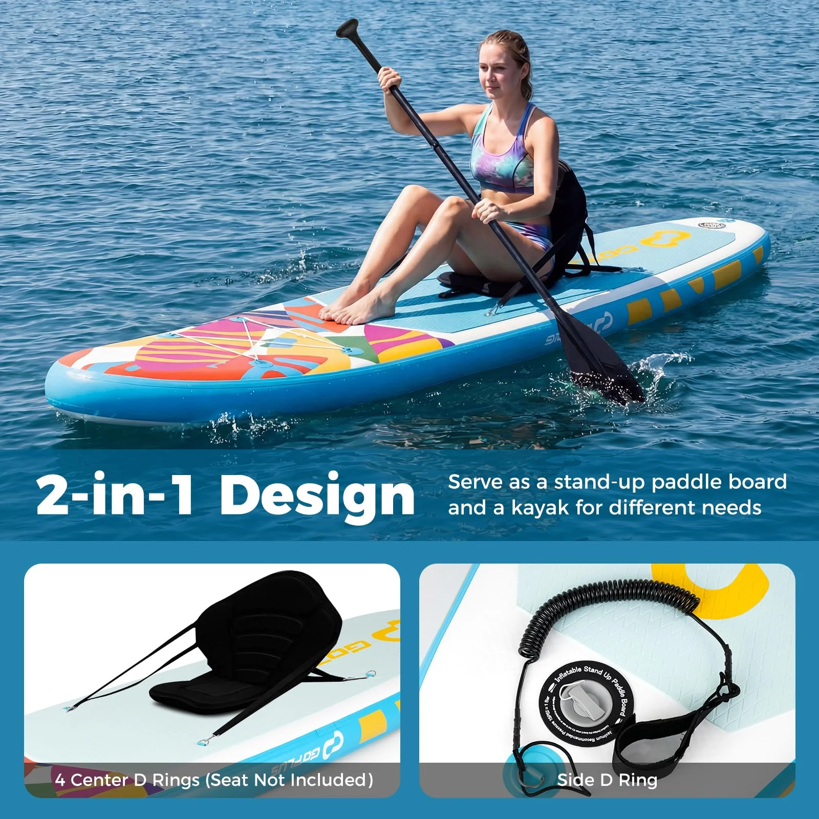 Goplus 11FT Inflatable Stand Up Paddle Board with Accessory Pack - Image 6