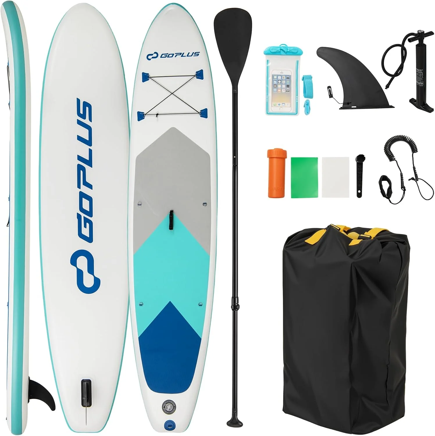 Goplus 11FT Inflatable Stand Up Paddle Board with Waterproof Phone Bag - Image 10