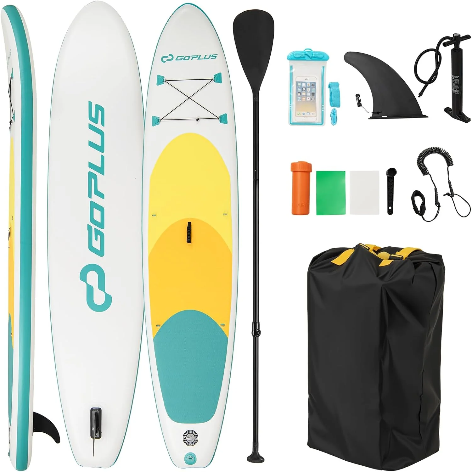 Goplus 11FT Inflatable Stand Up Paddle Board with Waterproof Phone Bag - Image 11