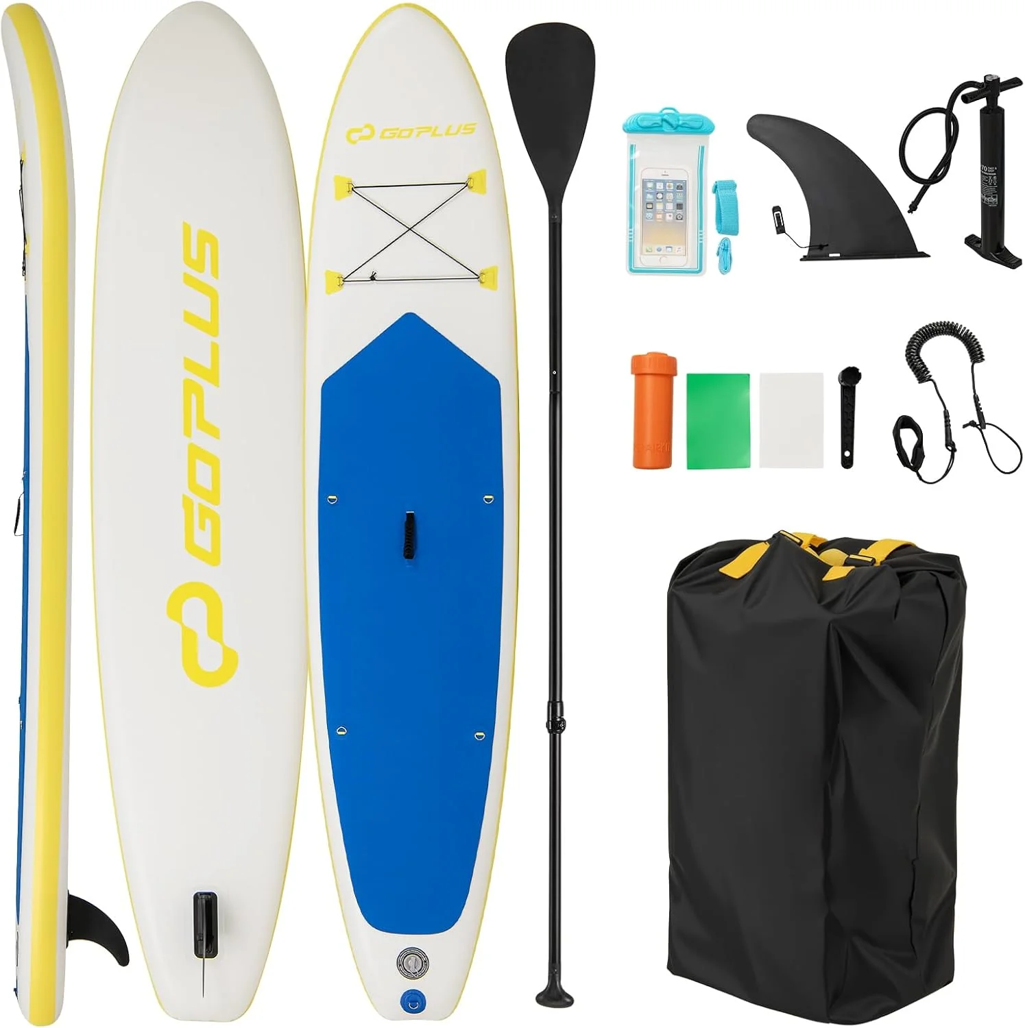 Goplus 11FT Inflatable Stand Up Paddle Board with Waterproof Phone Bag - Image 12