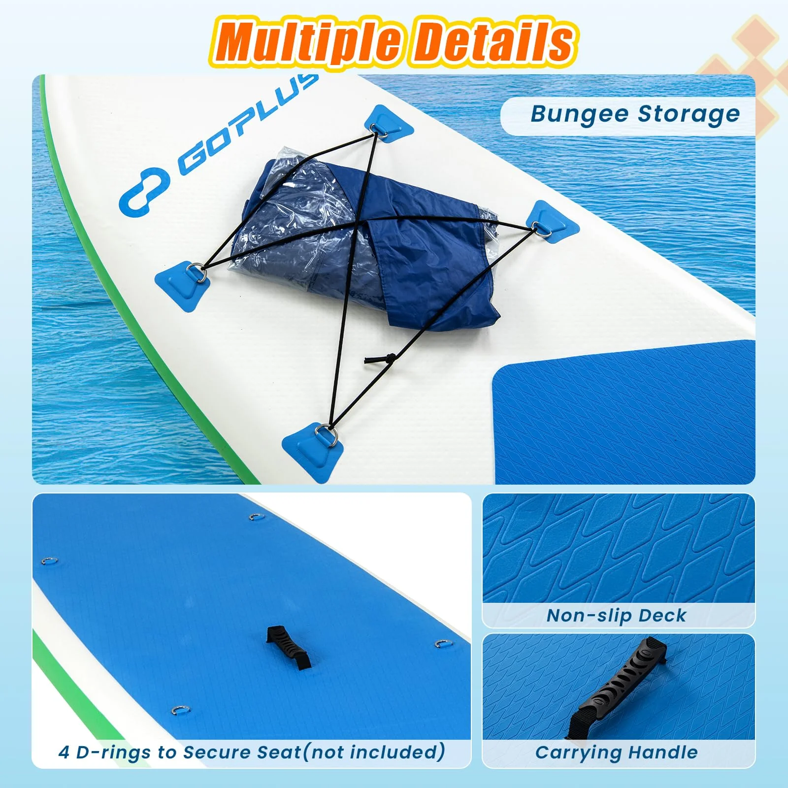 Goplus 11FT Inflatable Stand Up Paddle Board with Waterproof Phone Bag - Image 4