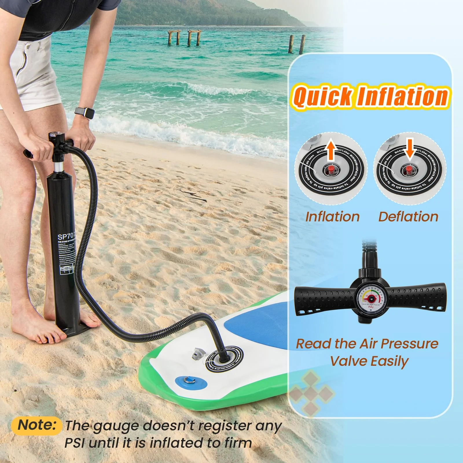 Goplus 11FT Inflatable Stand Up Paddle Board with Waterproof Phone Bag - Image 5