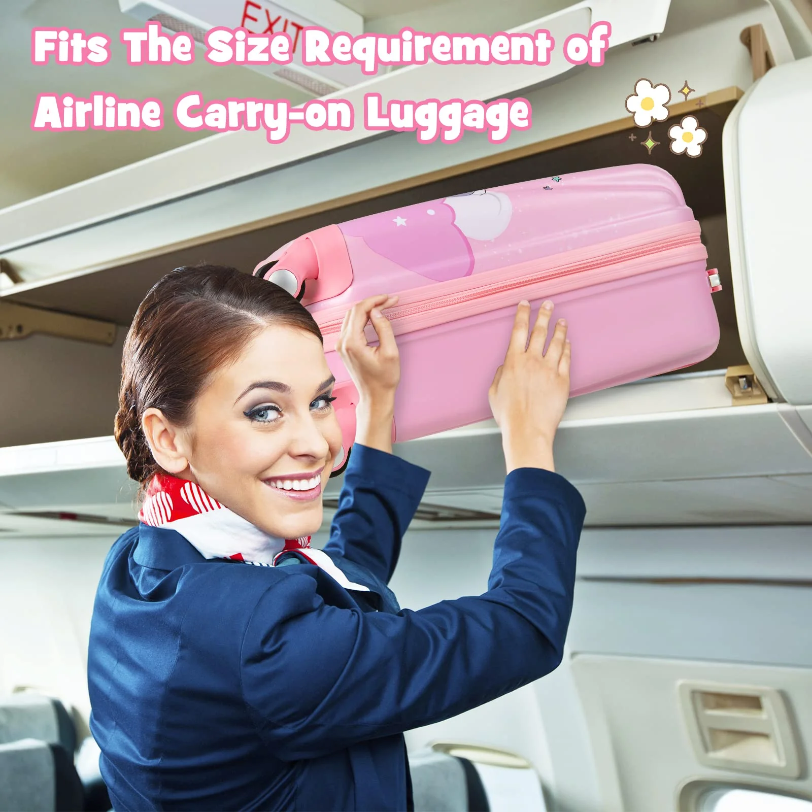 Goplus 12" & 18" Kids Carry On Luggage Set Pink Kids Luggage Set - Image 3