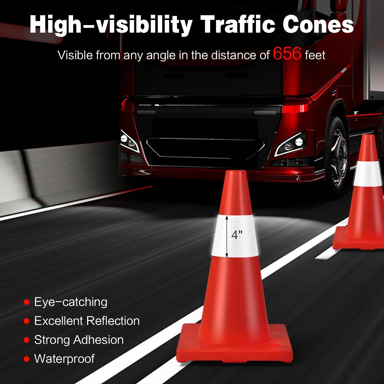 Goplus 12 Pack PVC Traffic Cones - Image 4