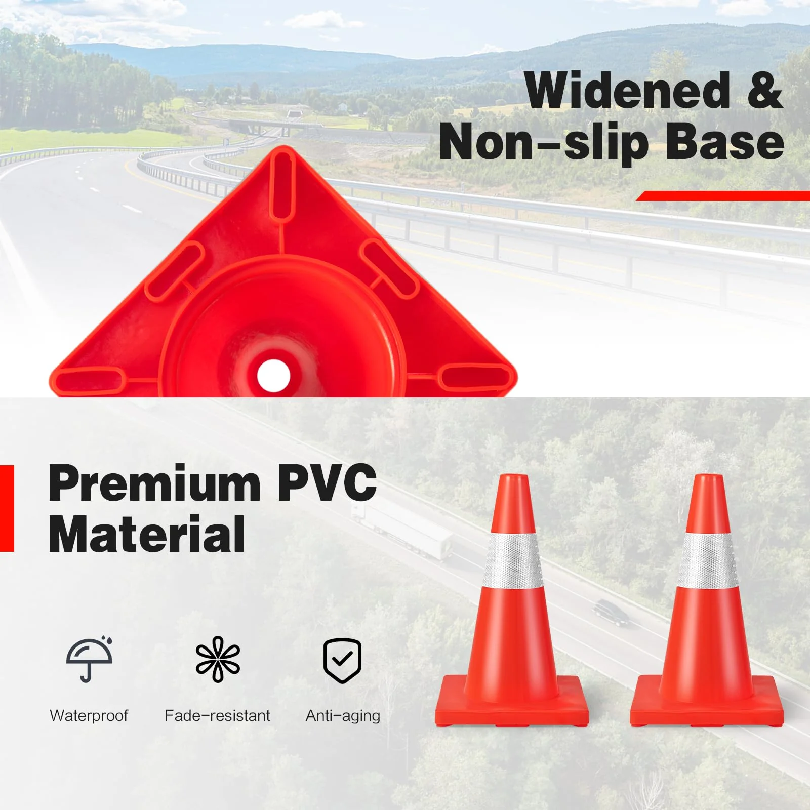 Goplus 12 Pack PVC Traffic Cones - Image 7