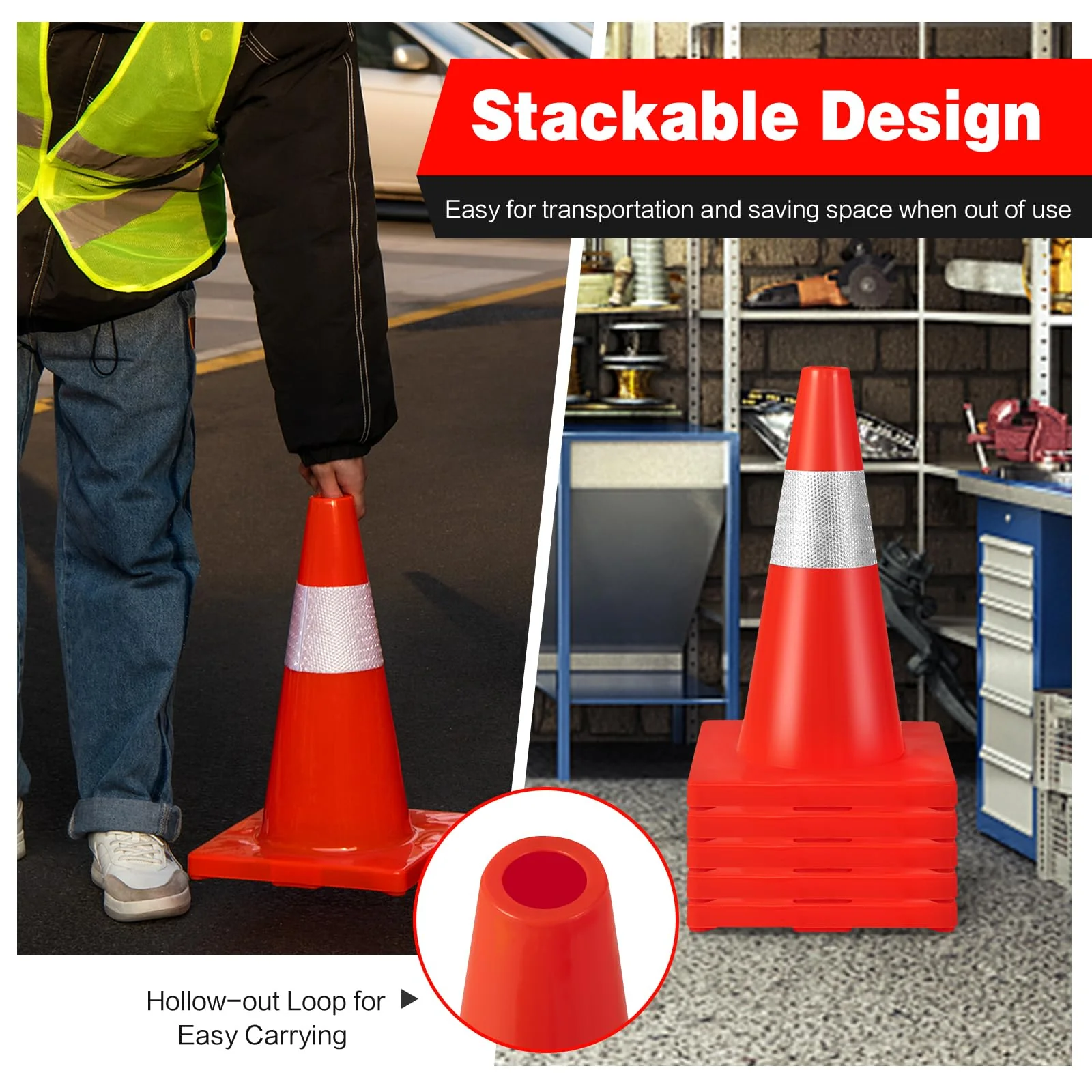 Goplus 12 Pack PVC Traffic Cones - Image 8