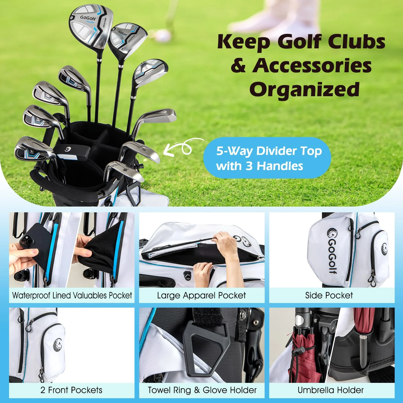 Goplus 12 Pieces Right Hand Golf Clubs Complete Golf Club Set for Men - Image 2