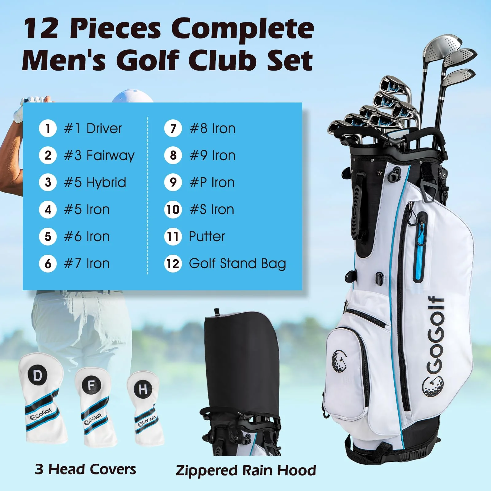 Goplus 12 Pieces Right Hand Golf Clubs Complete Golf Club Set for Men - Image 3