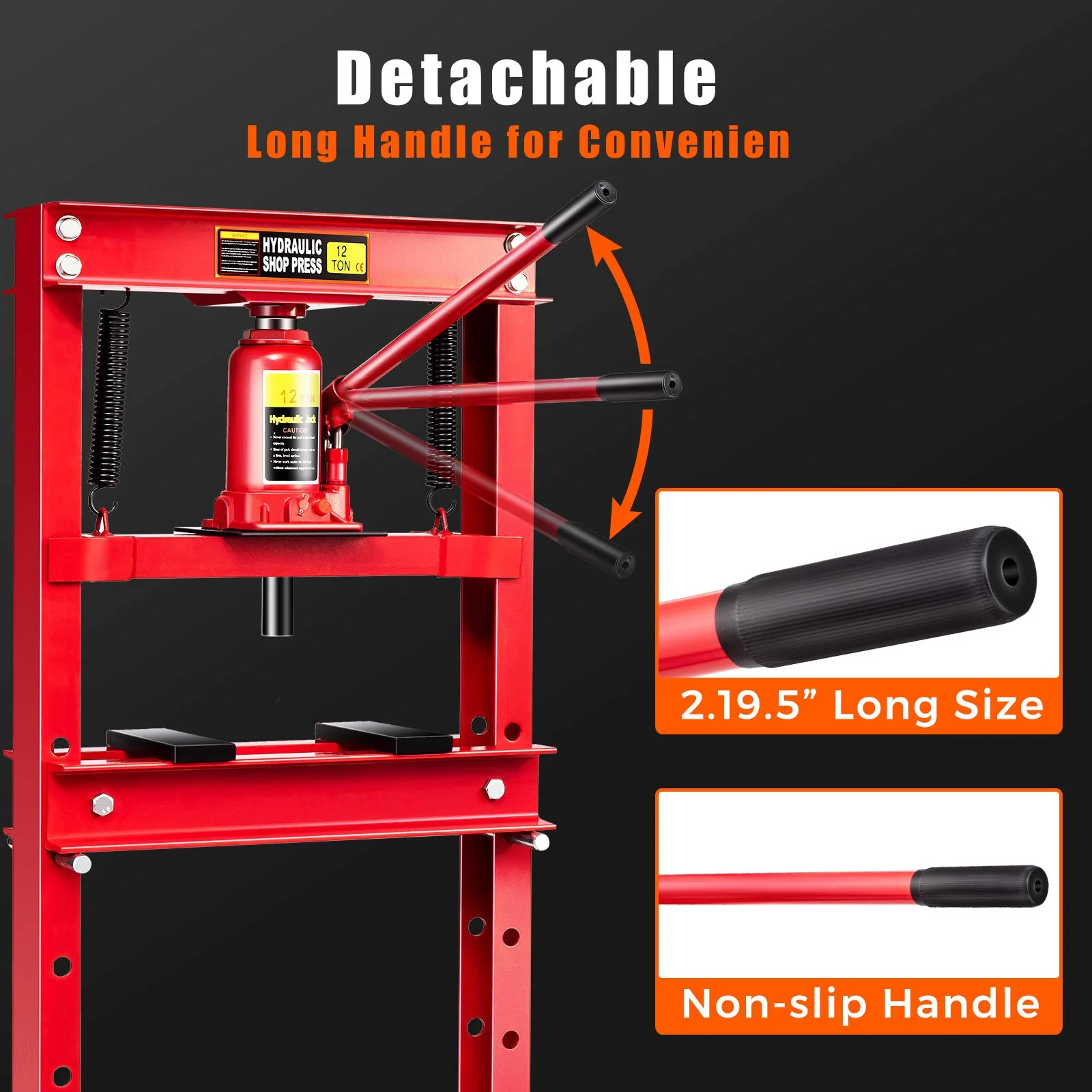 Goplus 12 Ton Hydraulic Shop Floor Press Floor Stand Jack for Gears and Bearings - Image 4