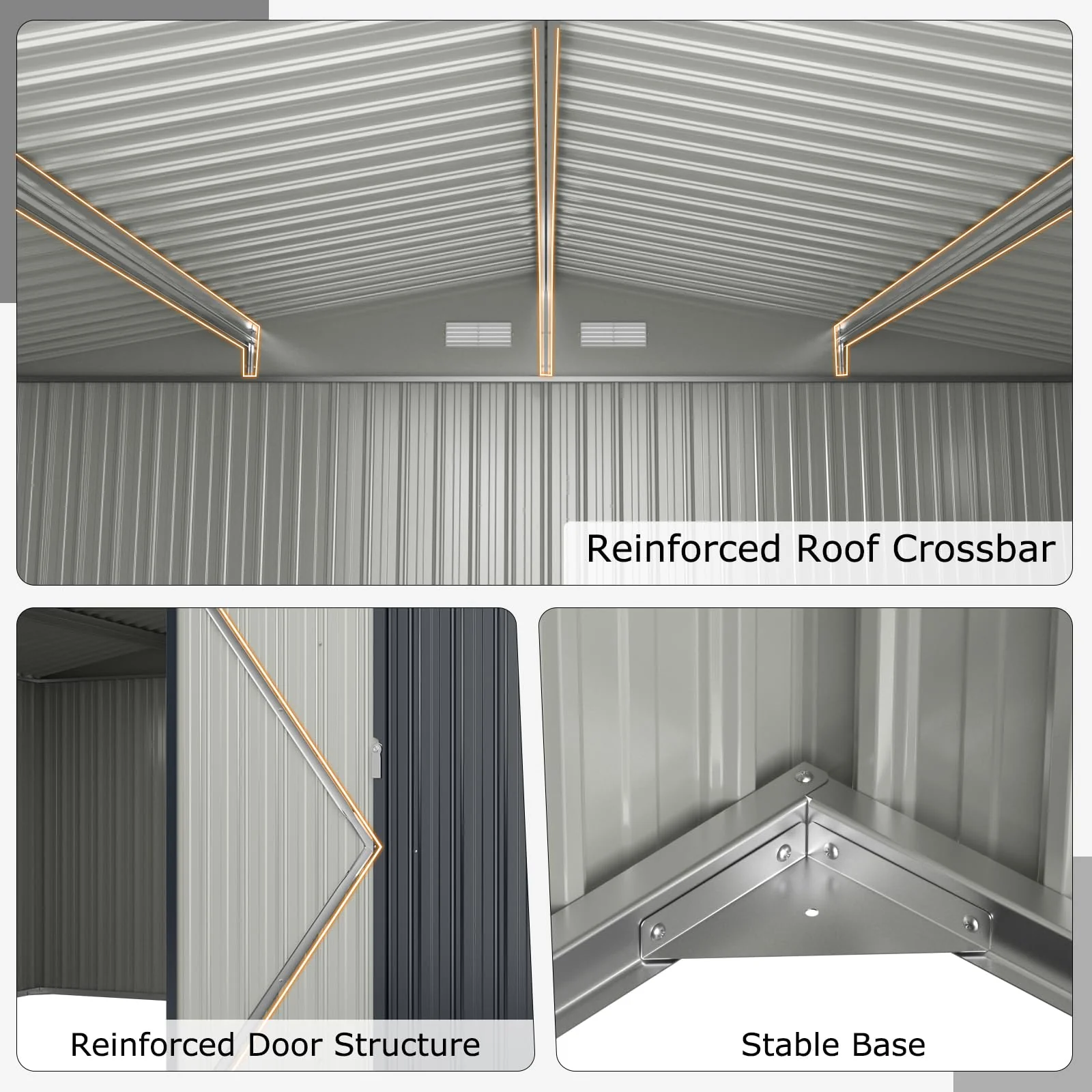 Goplus 12 x 9.8 FT Outdoor Storage Shed, All-Weather & Rustproof Galvanized Metal Utility Tool Shed w/Lockable Door, Pitched Roof - Image 6