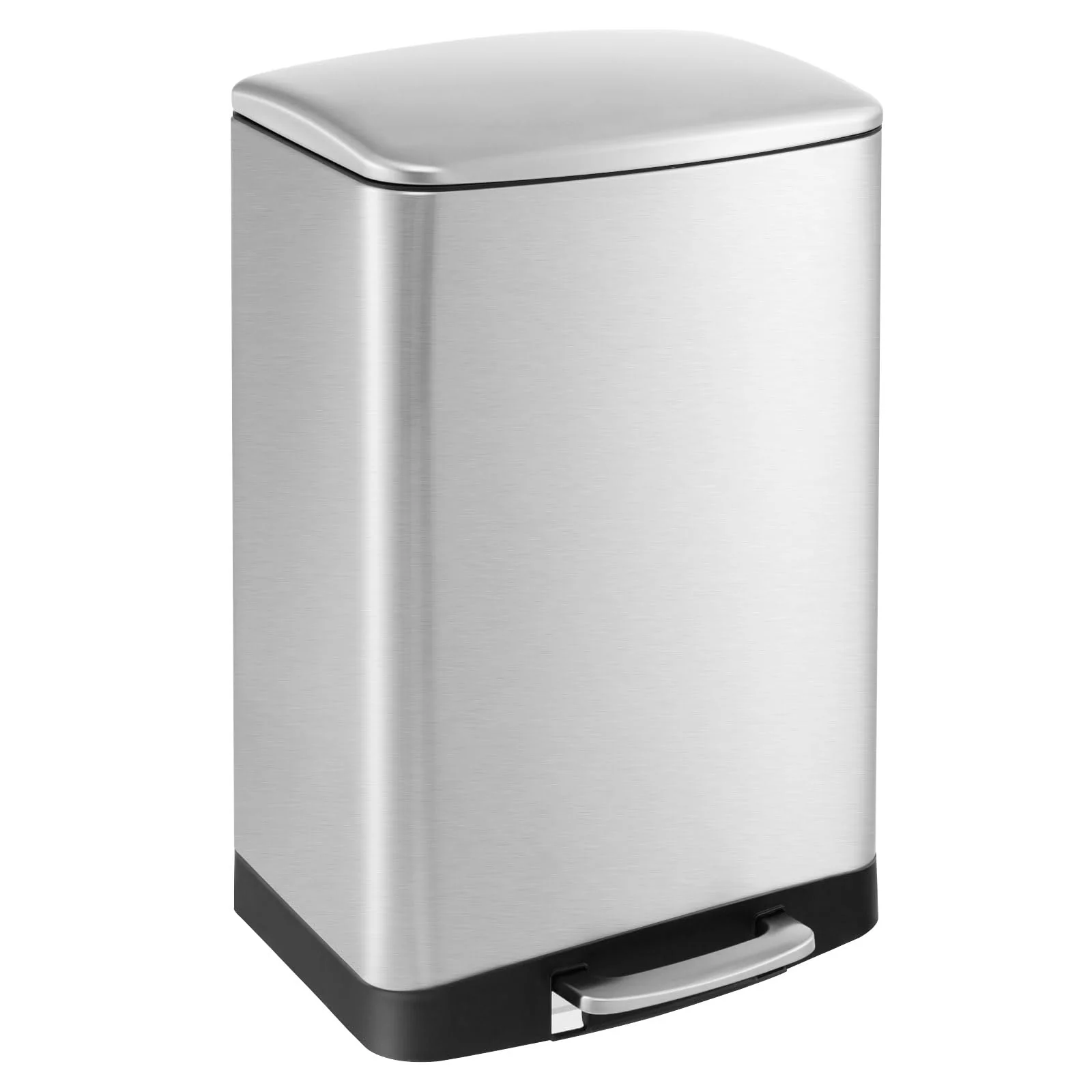 Goplus 13.2 Gallon/ 50 Liter Trash Can, Stainless Steel Garbage Can with Lock Device & Foot Pedal, Stay Open Trash Bin w/Soft Closing Lid