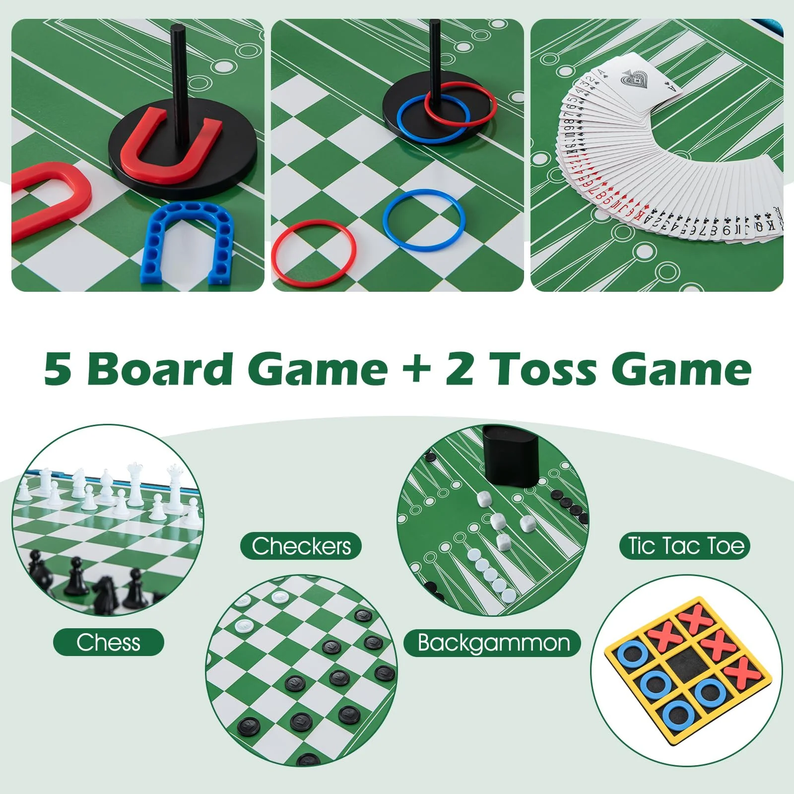 Goplus 14-in-1 Multi Game Table, Combo Game Table w/Foosball, Air Hockey, Pool, Table Tennis, Basketball, Chess, Checkers, Bowling, Shuffleboard - Image 3