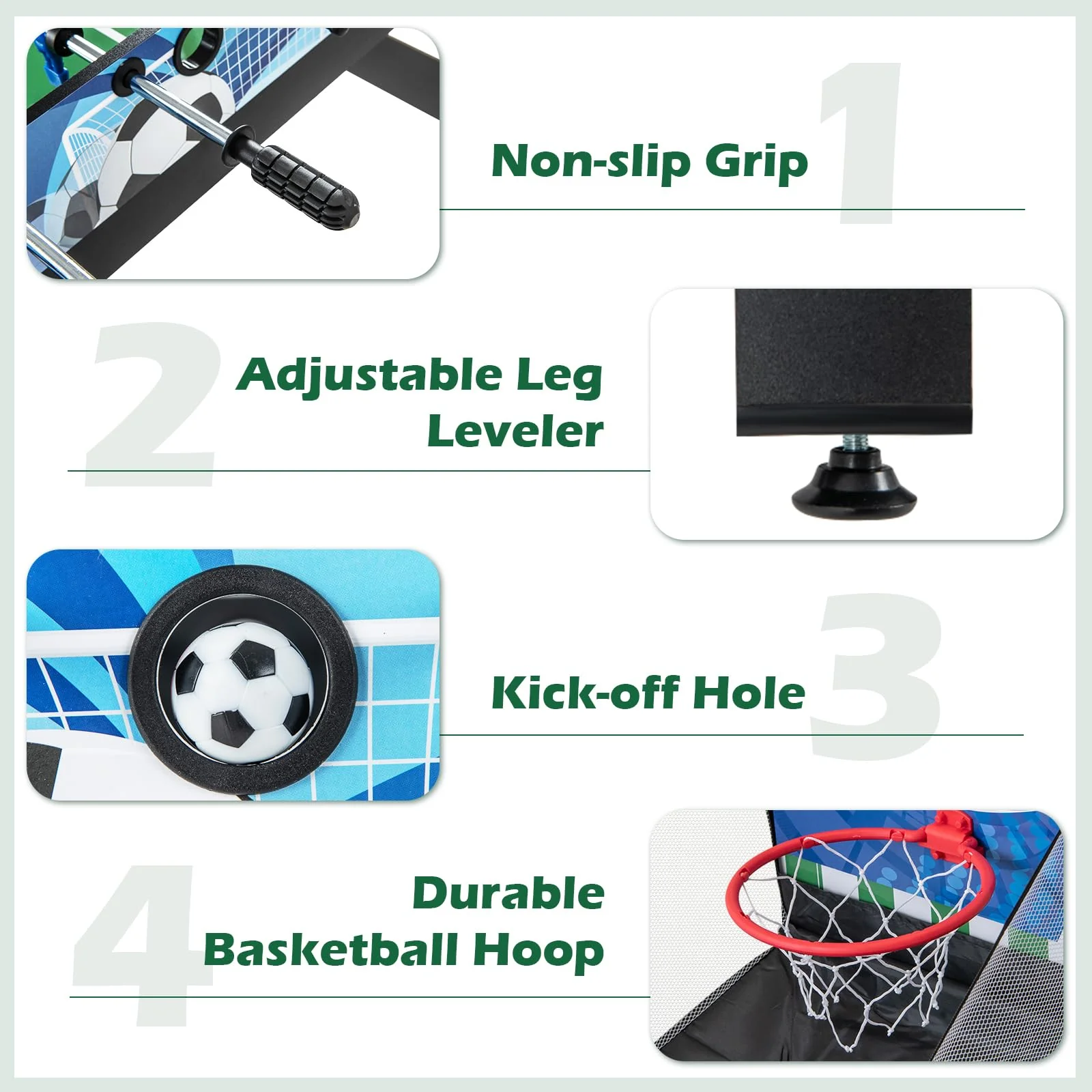 Goplus 14-in-1 Multi Game Table, Combo Game Table w/Foosball, Air Hockey, Pool, Table Tennis, Basketball, Chess, Checkers, Bowling, Shuffleboard - Image 5