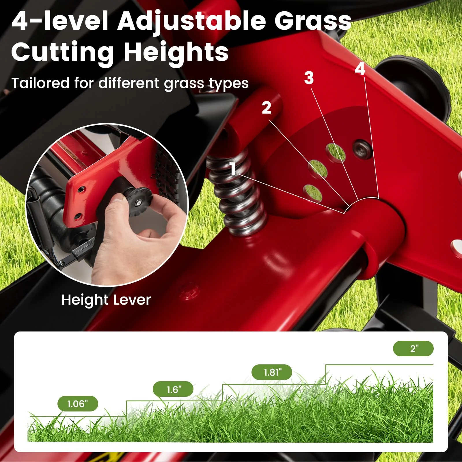 Goplus 14 Inch 5-Blade Walk-Behind Cordless Grass Cutter - Image 4