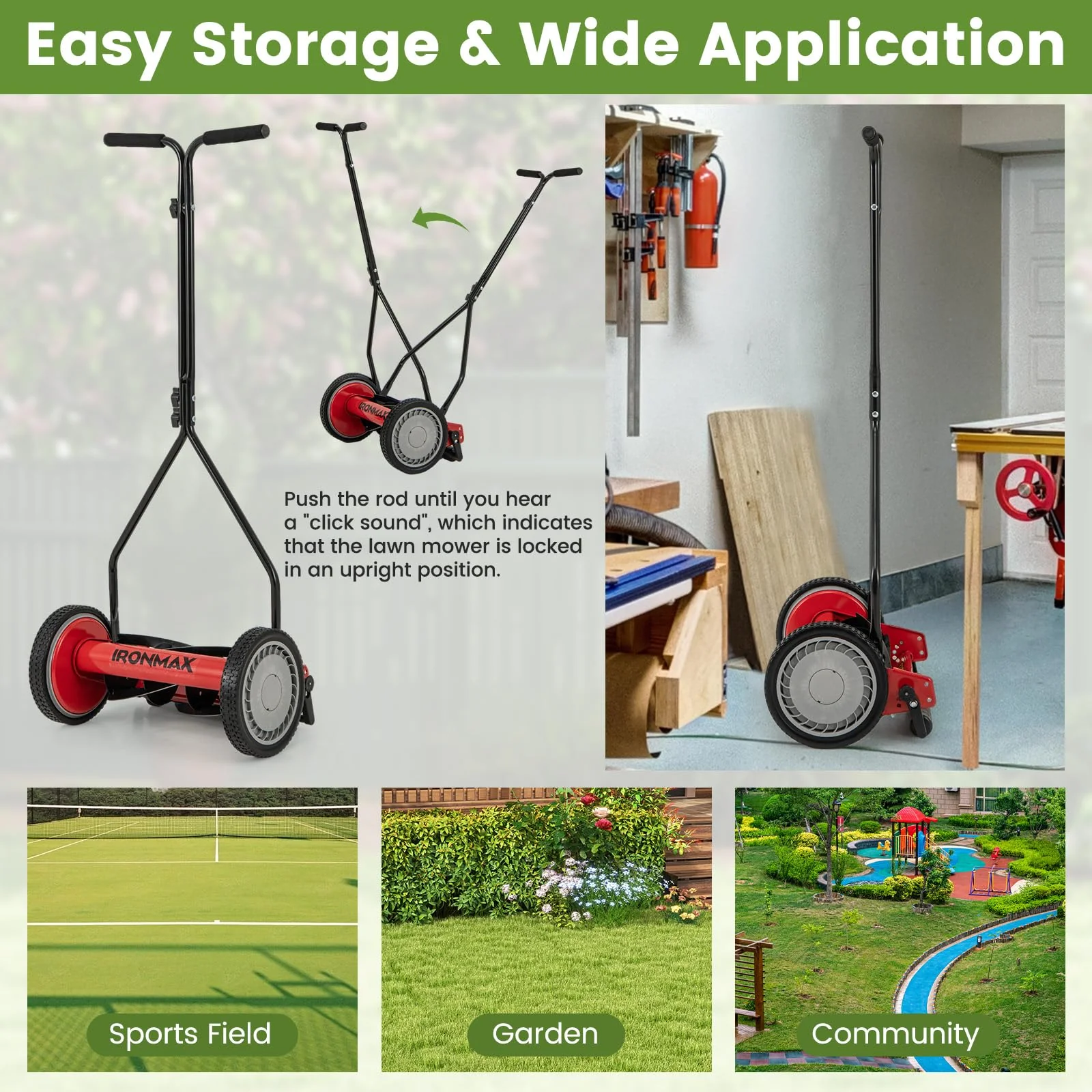 Goplus 14 Inch 5-Blade Walk-Behind Cordless Grass Cutter - Image 5