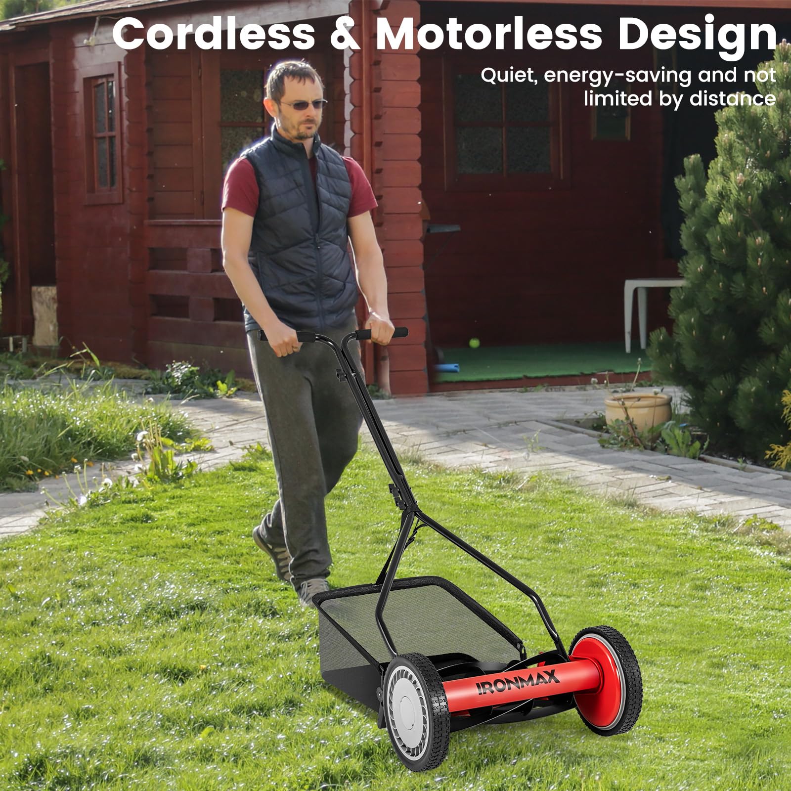 Goplus 14 Inch 5-Blade Walk-Behind Cordless Grass Cutter - Image 9