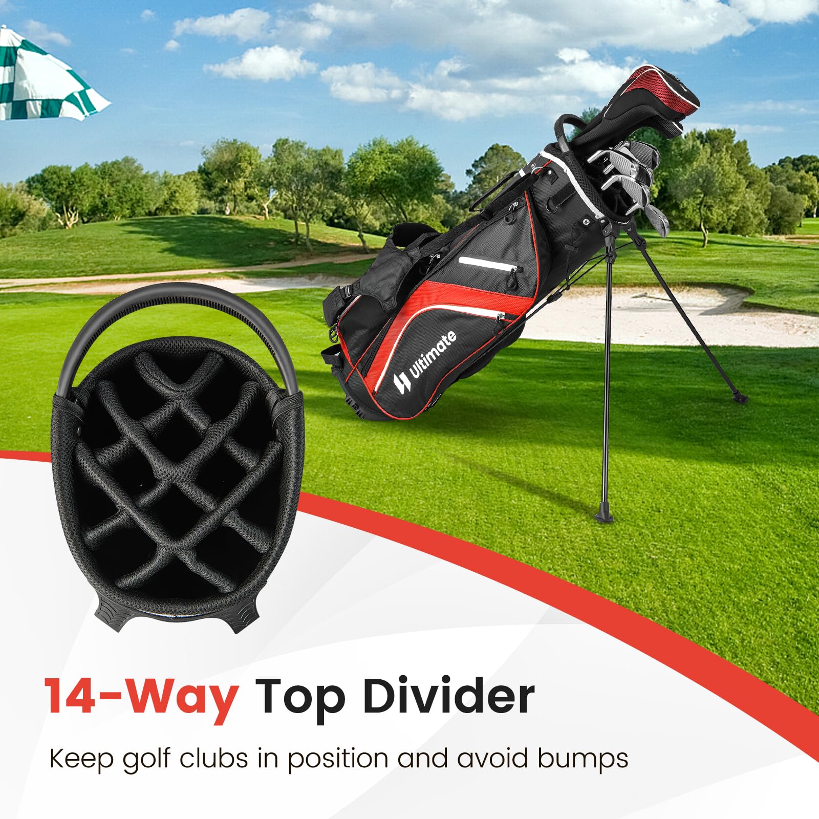 Goplus 14 Way Top Dividers Golf Stand Bag - Image 3