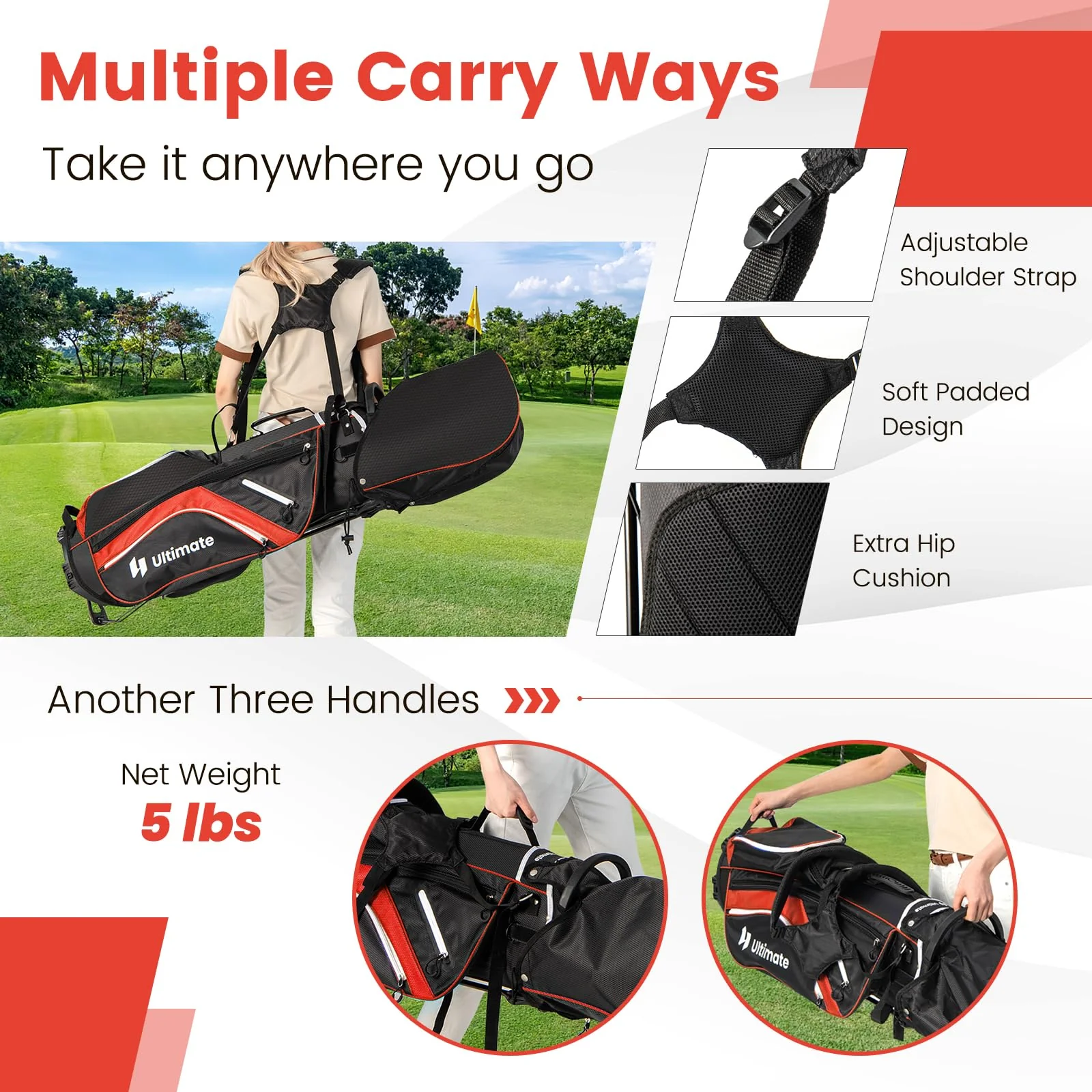 Goplus 14 Way Top Dividers Golf Stand Bag - Image 6