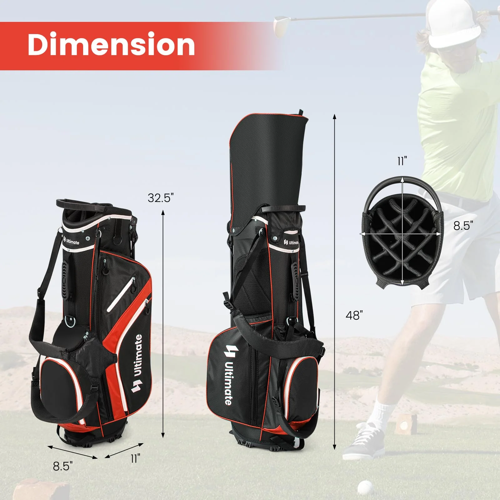 Goplus 14 Way Top Dividers Golf Stand Bag - Image 8