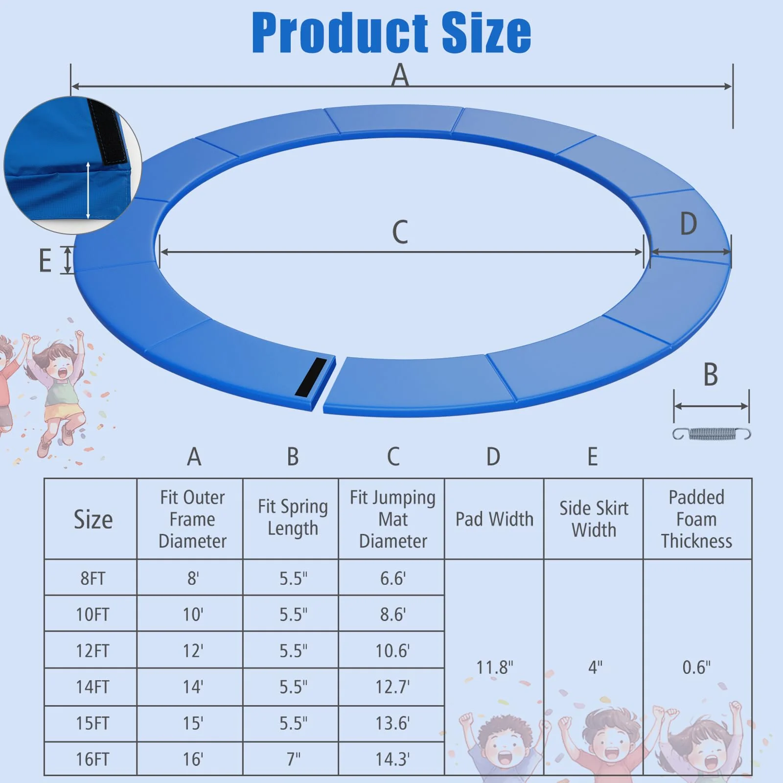Goplus 14FT Water-Resistant Universal Round Trampoline Accessories Safety Pad - Image 5