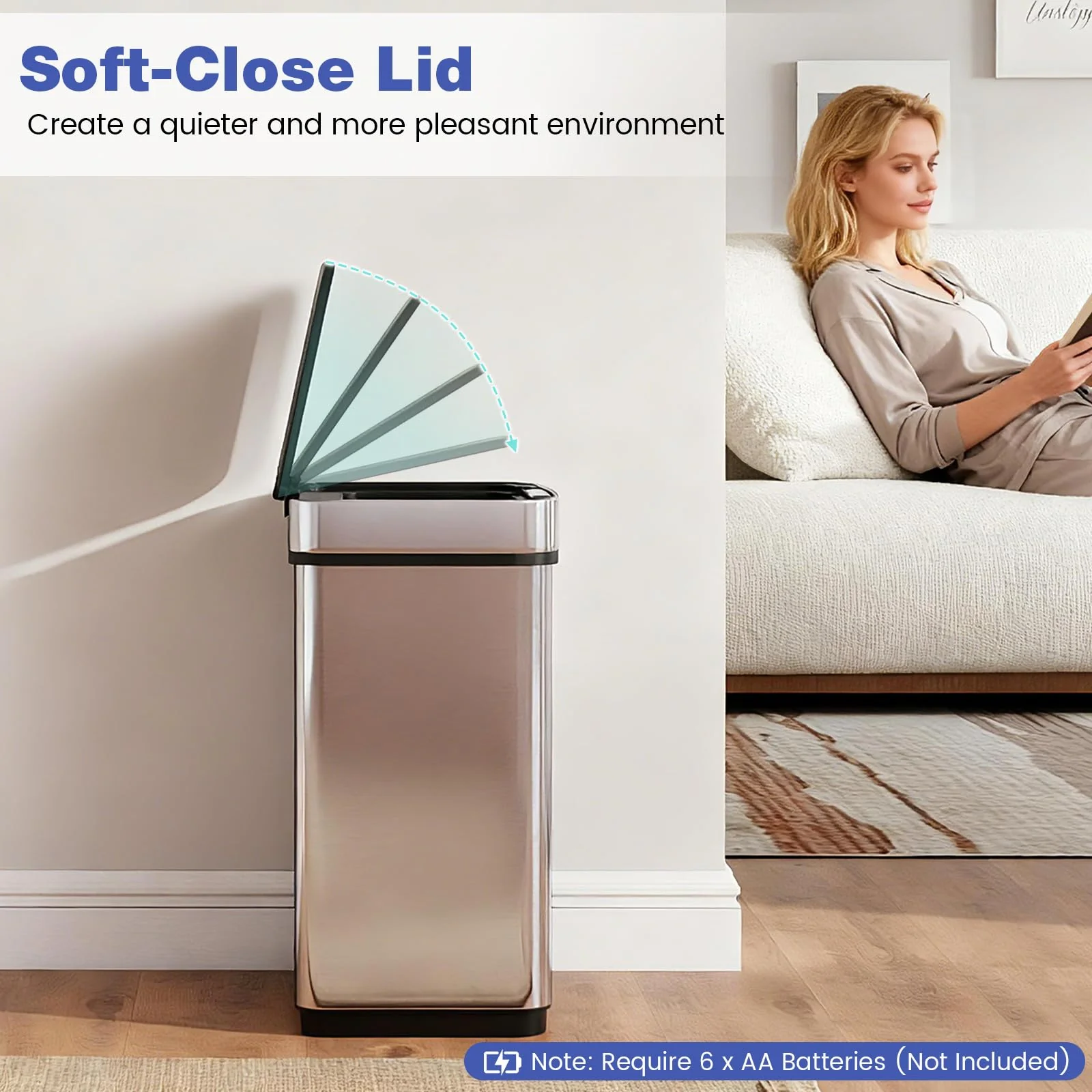 Goplus 16 Gal Automatic Stainless Steel Motion Sensor Trash Can with 2 Compartments - Image 8