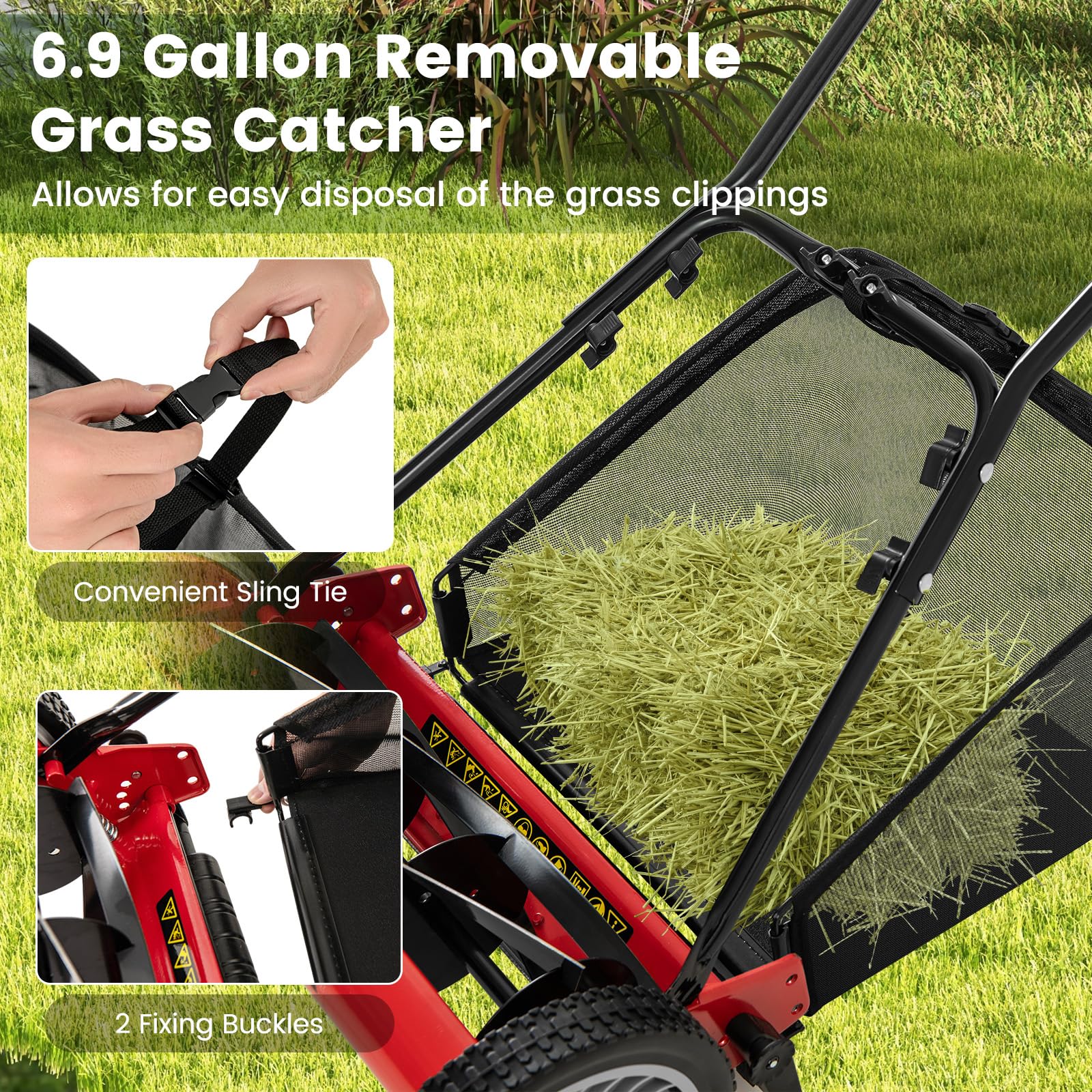 Goplus 16 Inch Manual Lawn Mower for Yard, Garden - Image 3