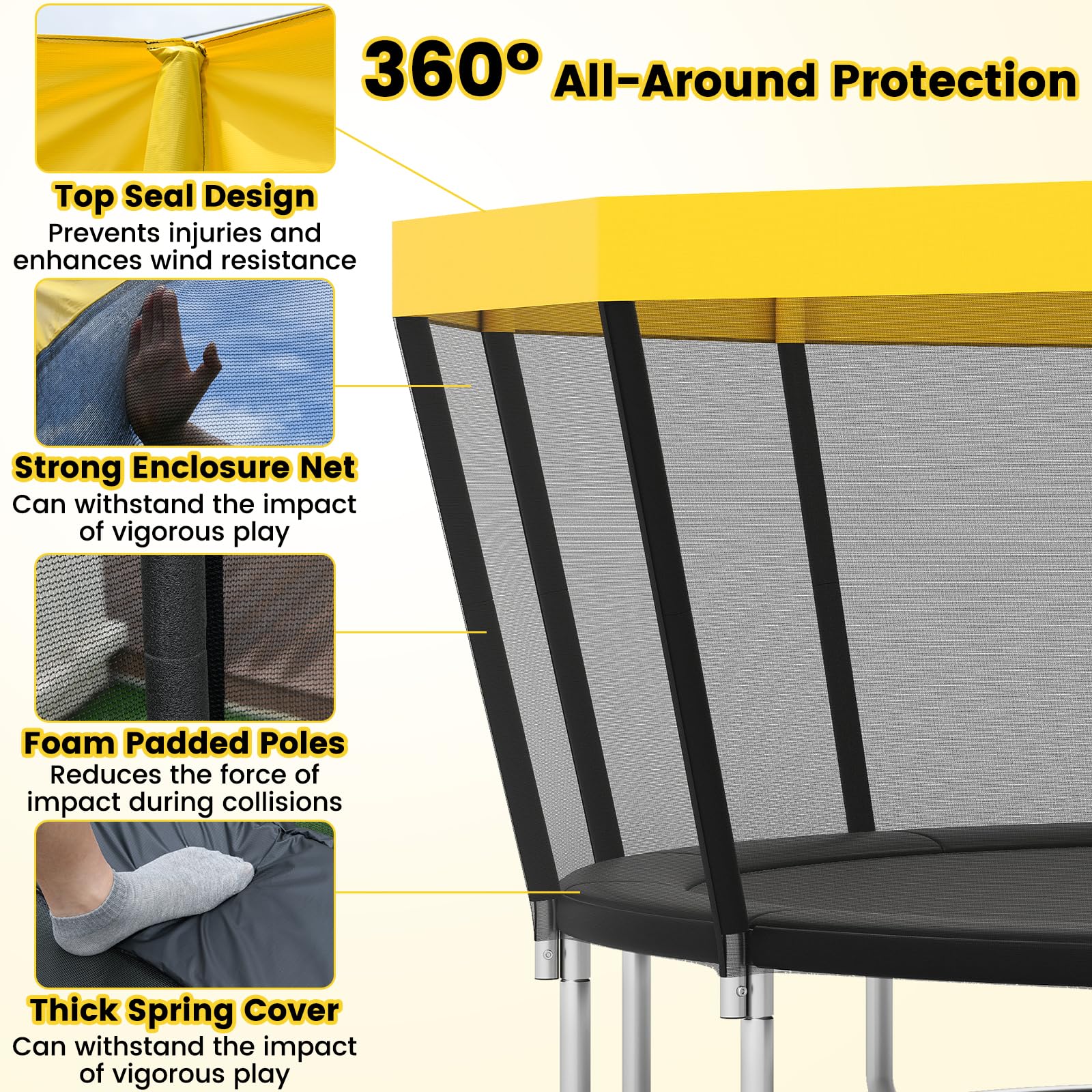 Goplus 16FT ASTM Approved Recreational Trampoline with Non-Slip Ladder Enclosure Net & Anti-Rust Coating - Image 2