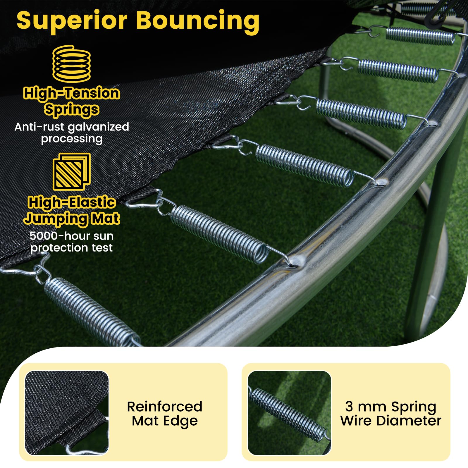Goplus 16FT ASTM Approved Recreational Trampoline with Non-Slip Ladder Enclosure Net & Anti-Rust Coating - Image 3