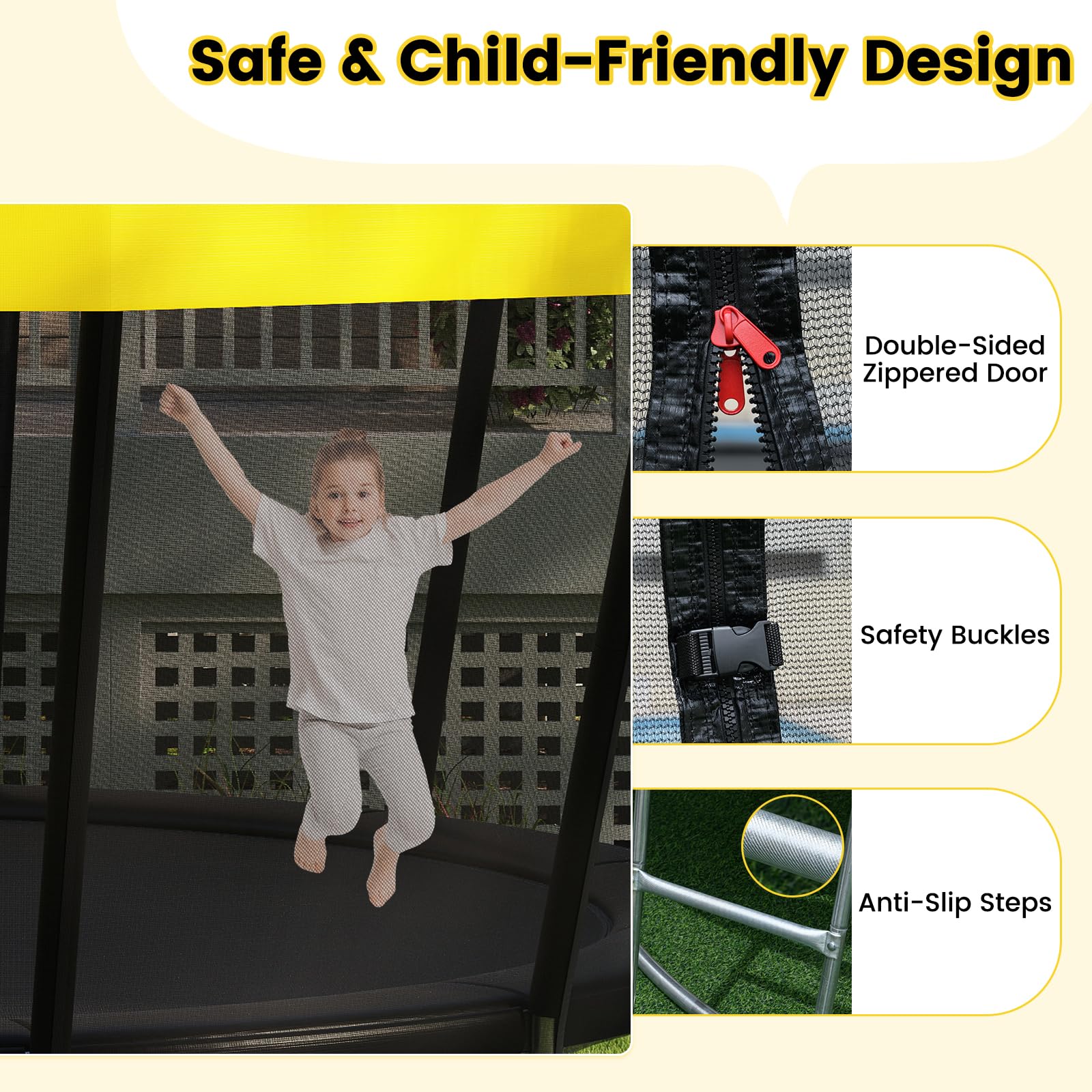 Goplus 16FT ASTM Approved Recreational Trampoline with Non-Slip Ladder Enclosure Net & Anti-Rust Coating - Image 5