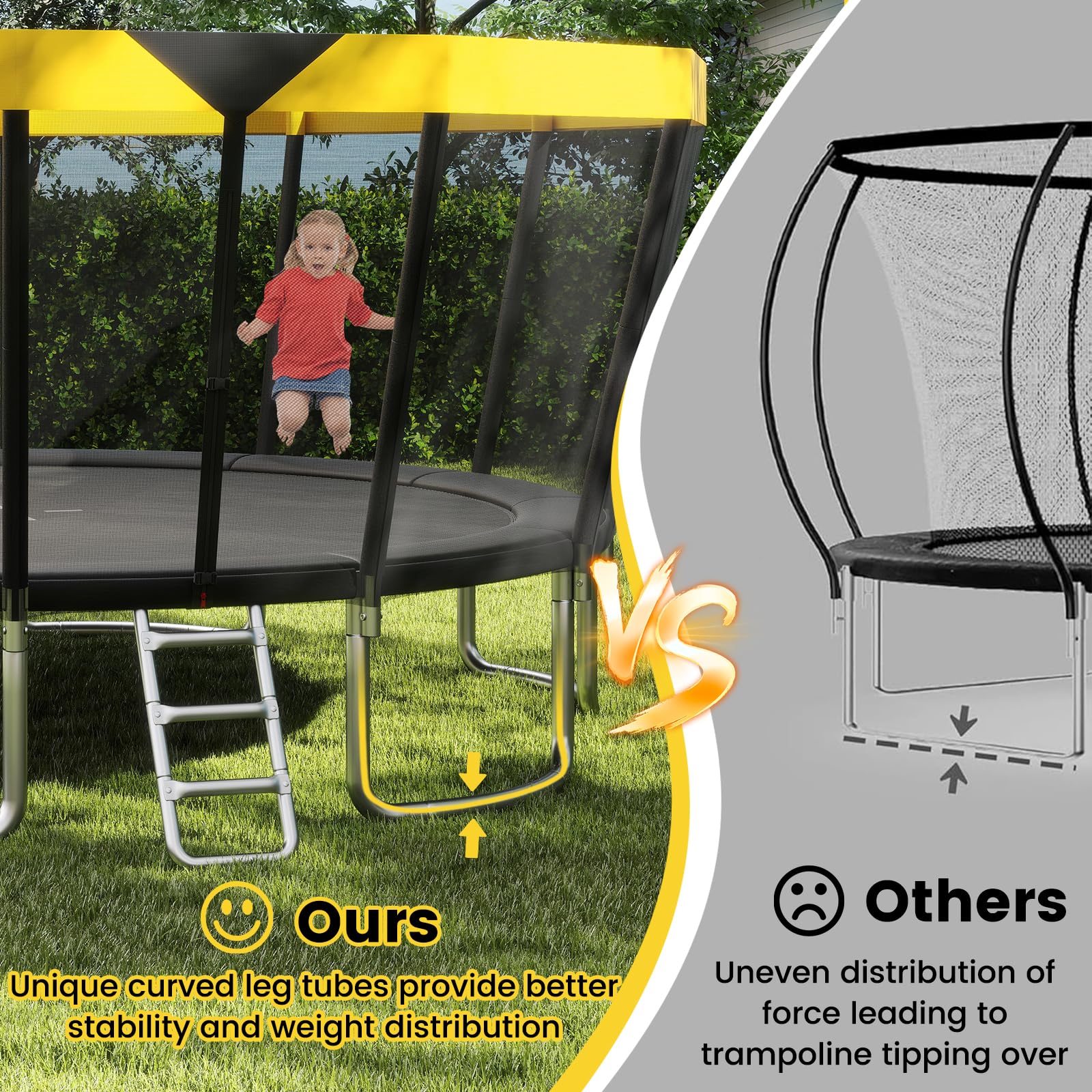 Goplus 16FT ASTM Approved Recreational Trampoline with Non-Slip Ladder Enclosure Net & Anti-Rust Coating - Image 6