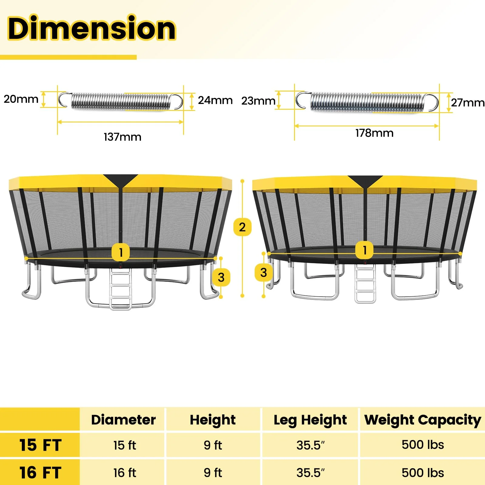 Goplus 16FT ASTM Approved Recreational Trampoline with Non-Slip Ladder Enclosure Net & Anti-Rust Coating - Image 7