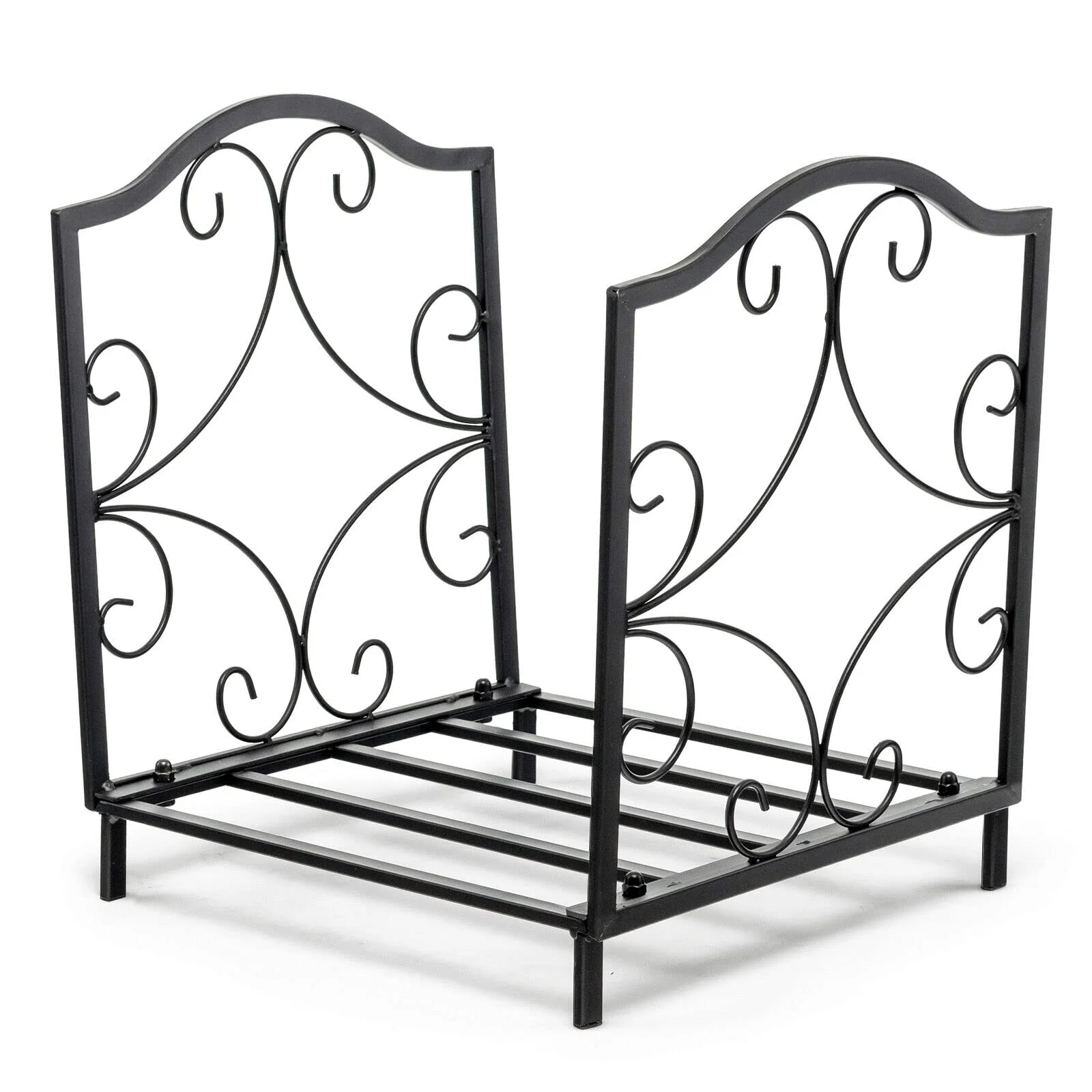 Goplus 17" Small Firewood Rack, Indoor/Outdoor Decorative Firewood Storage Carrier Log Rack with Elegant Patterns & Raised Legs - Image 2