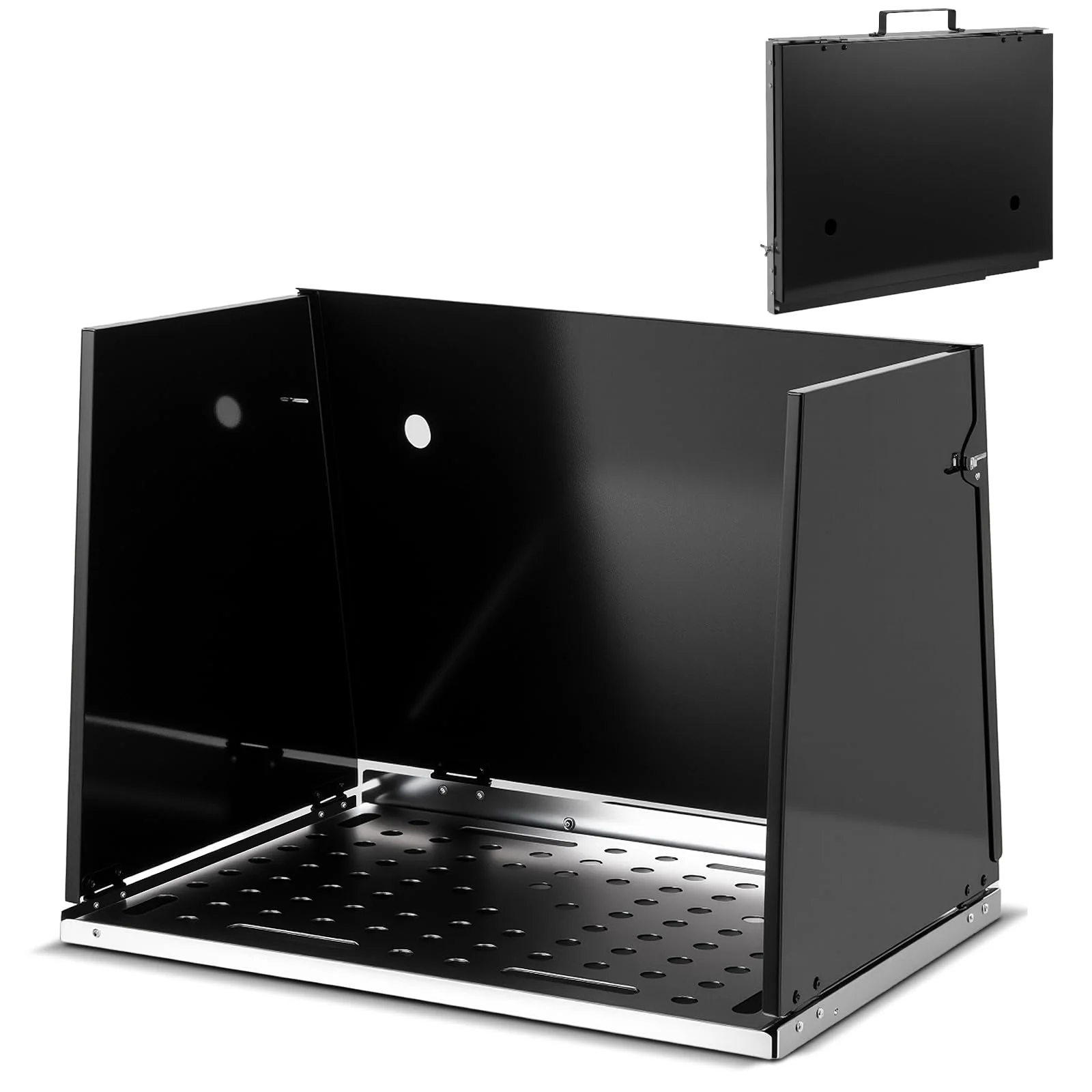 Goplus 17" x 20" Portable Galvanized Metal Work Table with 3 Protective Panels